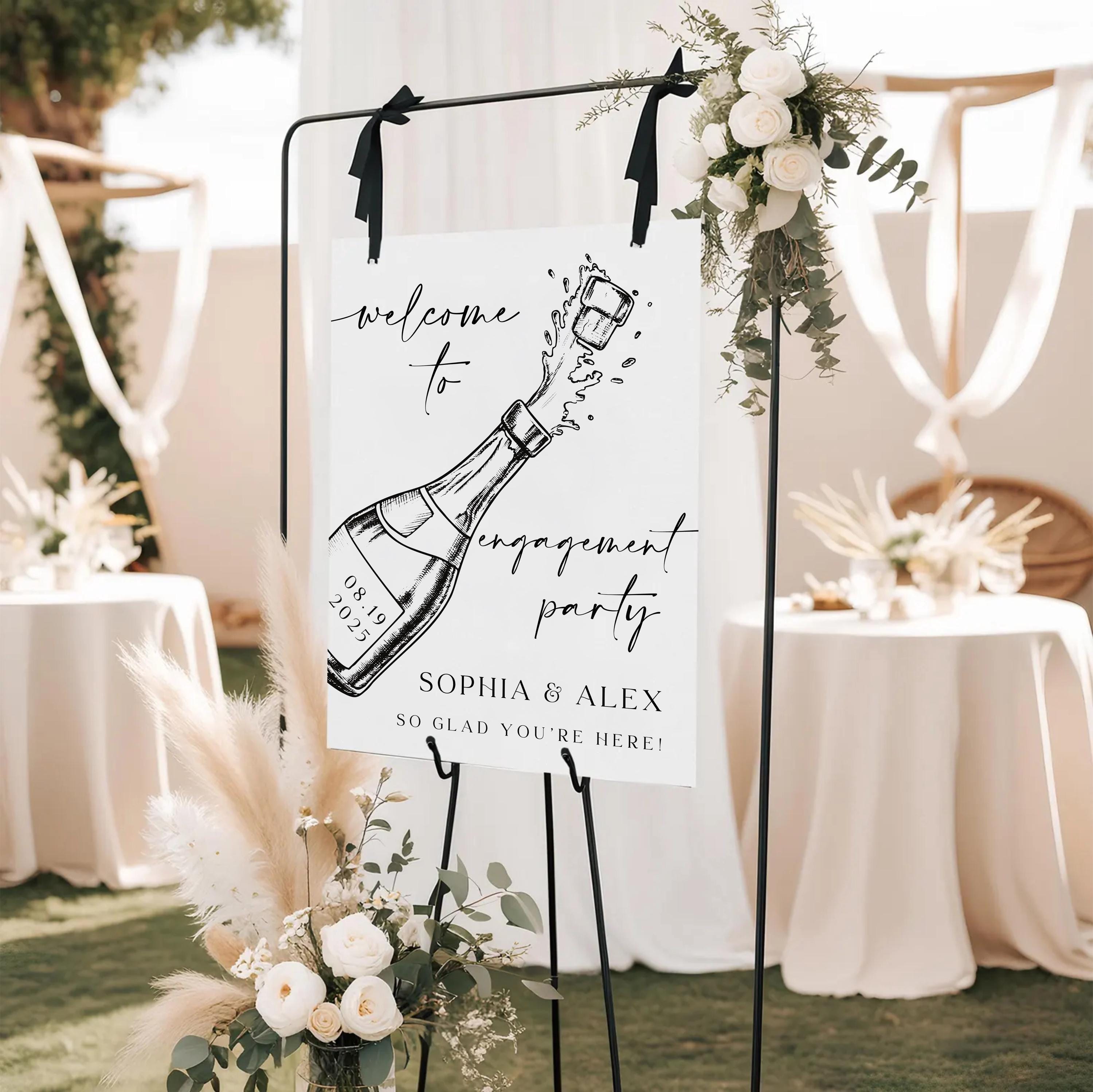 Engagement Party Welcome Sign: Modern Calligraphy, Editable Canva (Digital File)