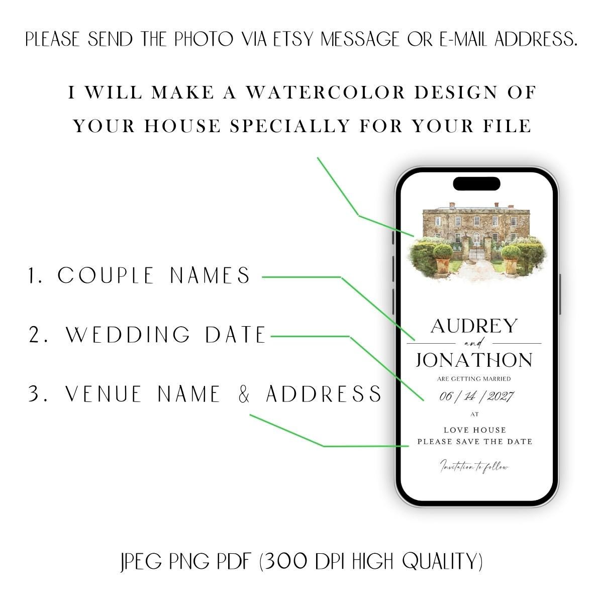 Watercolor Venue Digital Save the Date Invitation (E-vite)