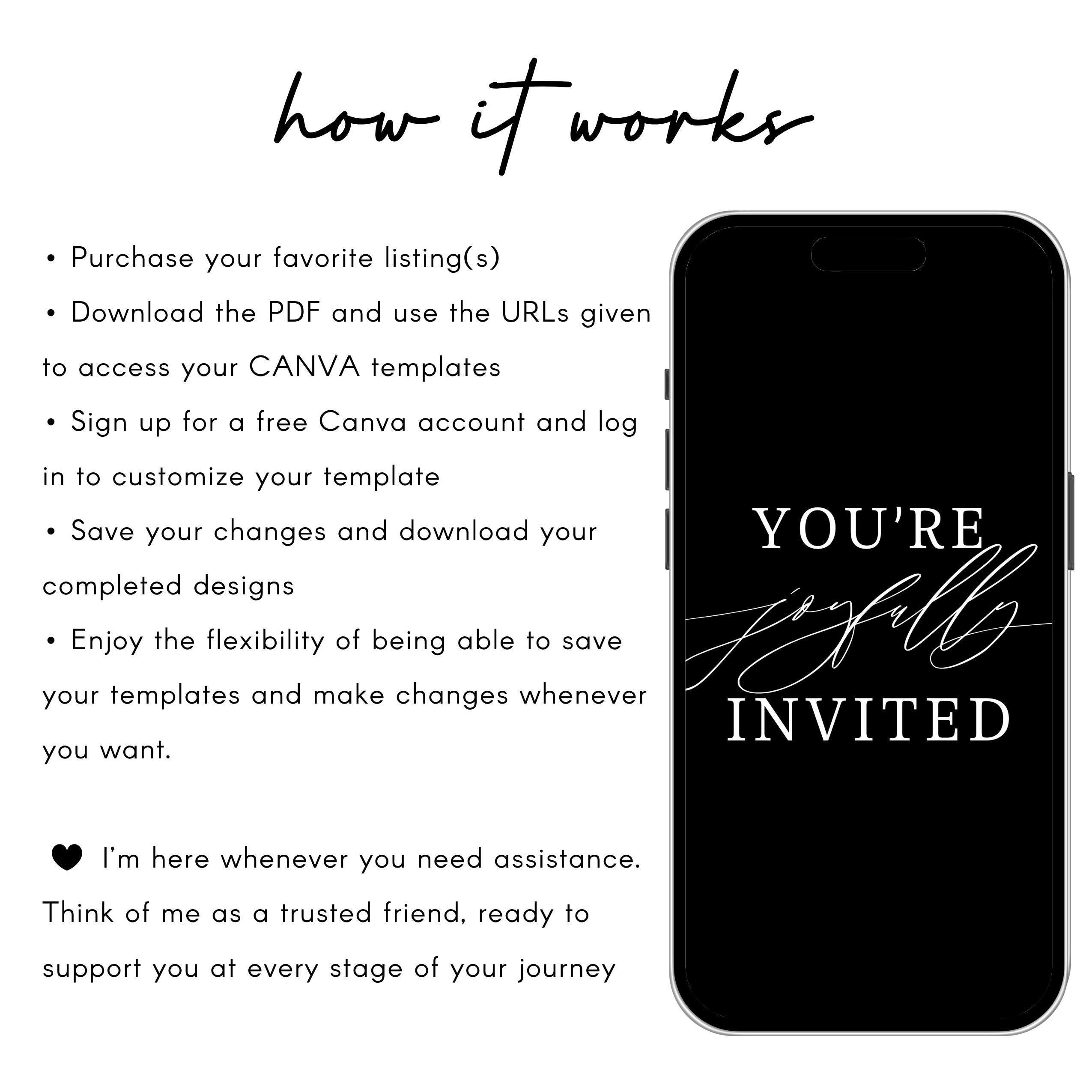 Animated Wedding Video Invitation Template, Canva Editable, Add Photo and Music