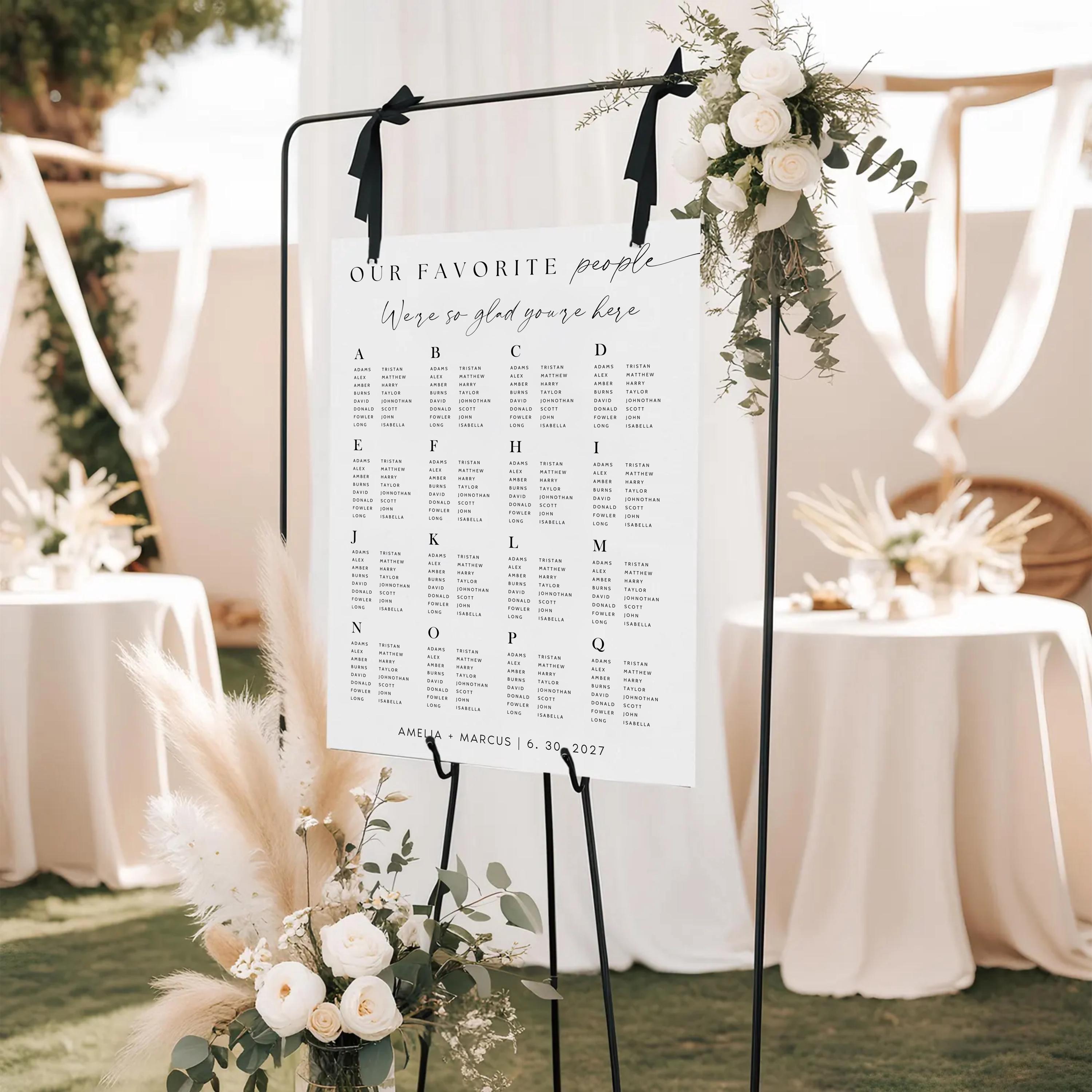 Wedding Seating Chart Template: Modern Alphabetical Design (Digital Download)