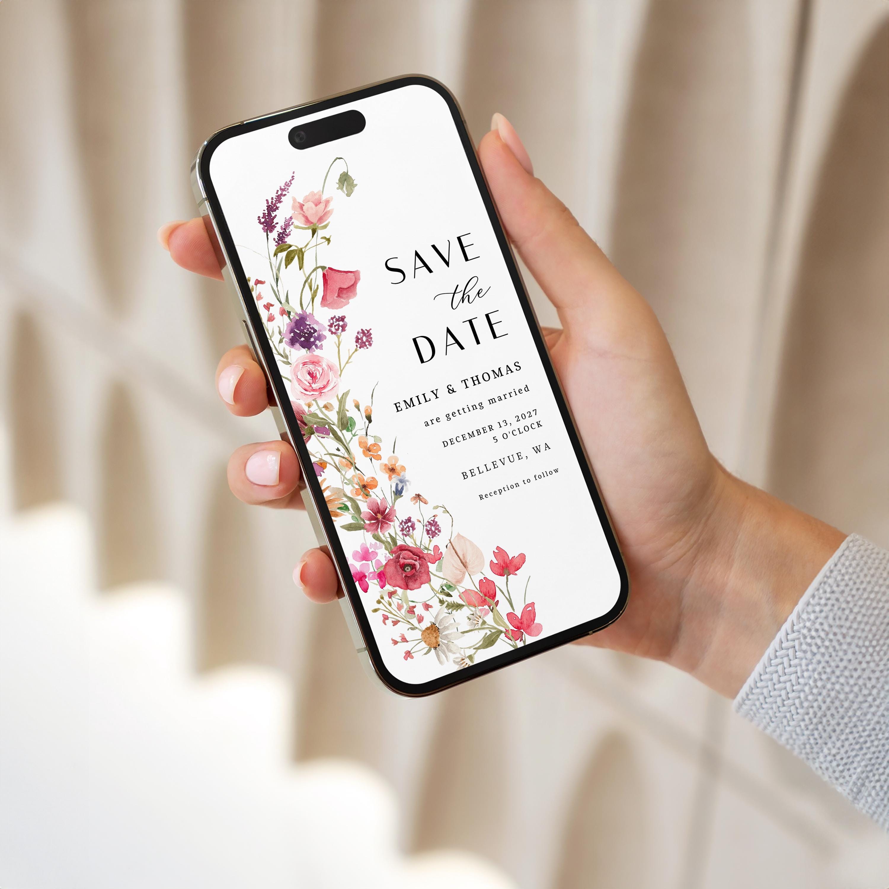 Wildflower Save the Date Video Template: Boho Floral Evite (Digital Download)