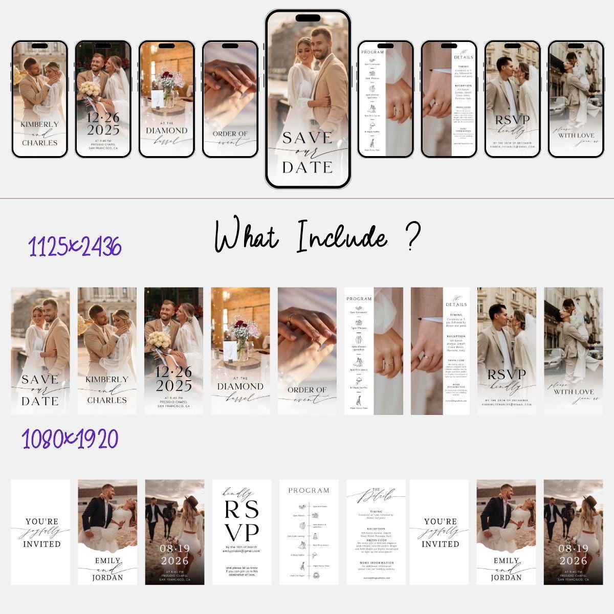 Minimalist Wedding Video Invitation: Animated Photo Template (Canva Editable)