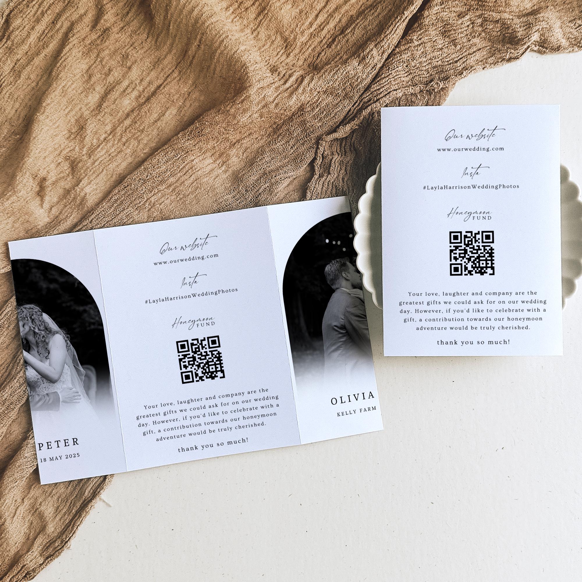Photo Wedding Invitation Template, Gatefold Trifold, Editable Canva Minimalistic Invite