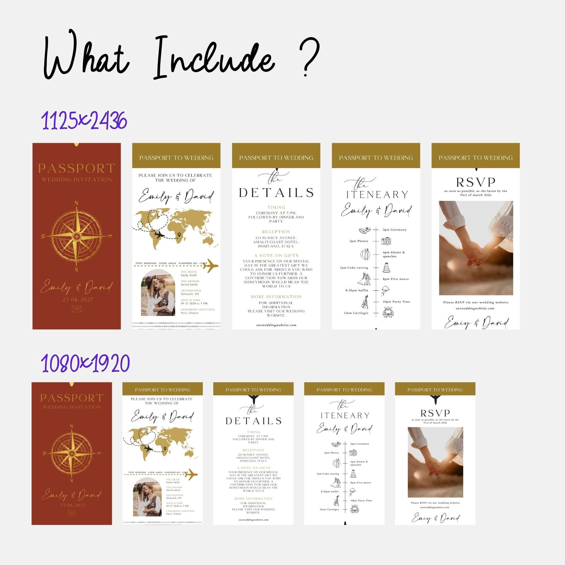 Animated Passport Wedding Invitation Template, Destination Invite (Canva Template)