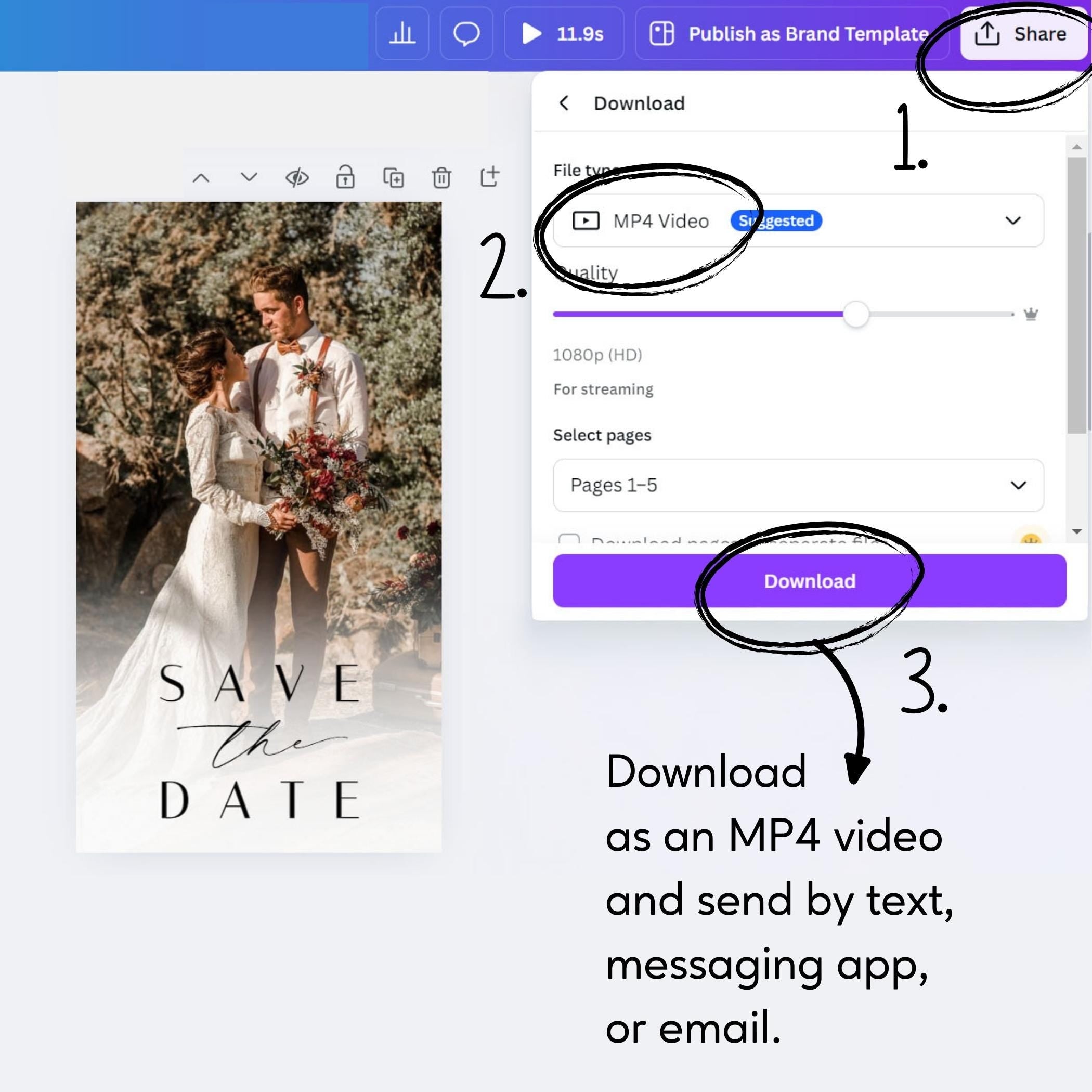 Wildflower Save the Date Video Template: Boho Floral Evite (Digital Download)