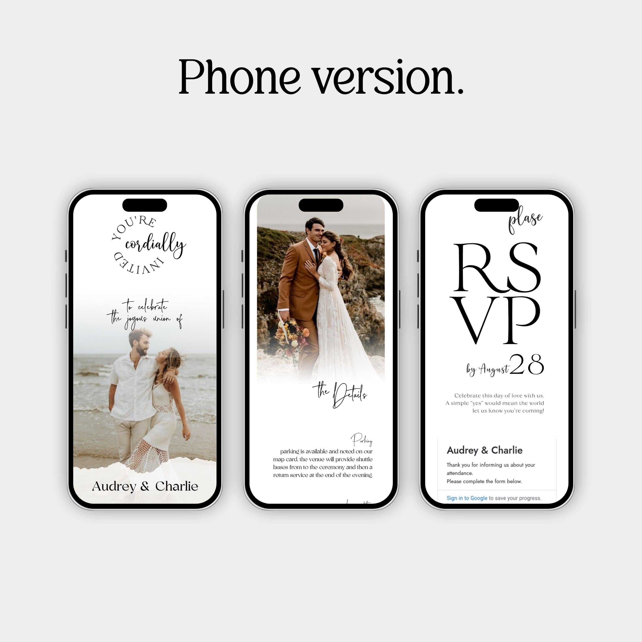 Minimalist Wedding Website Template - Easy Online RSVP