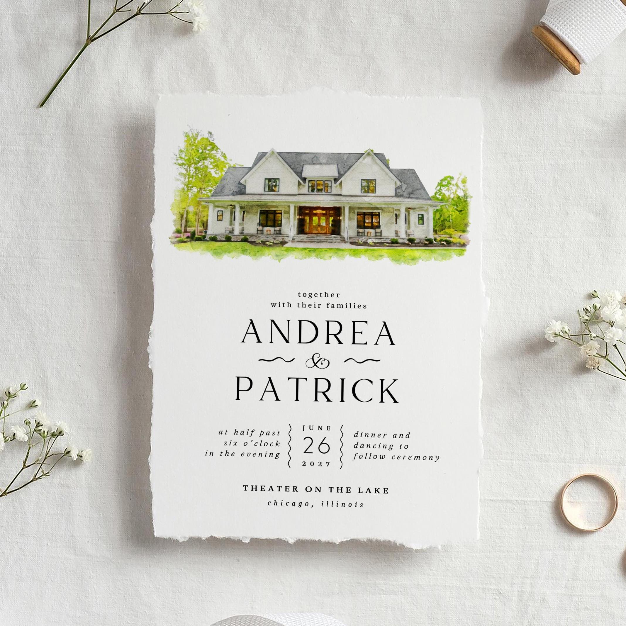 Custom Watercolor Venue Wedding Invitation (Digital)