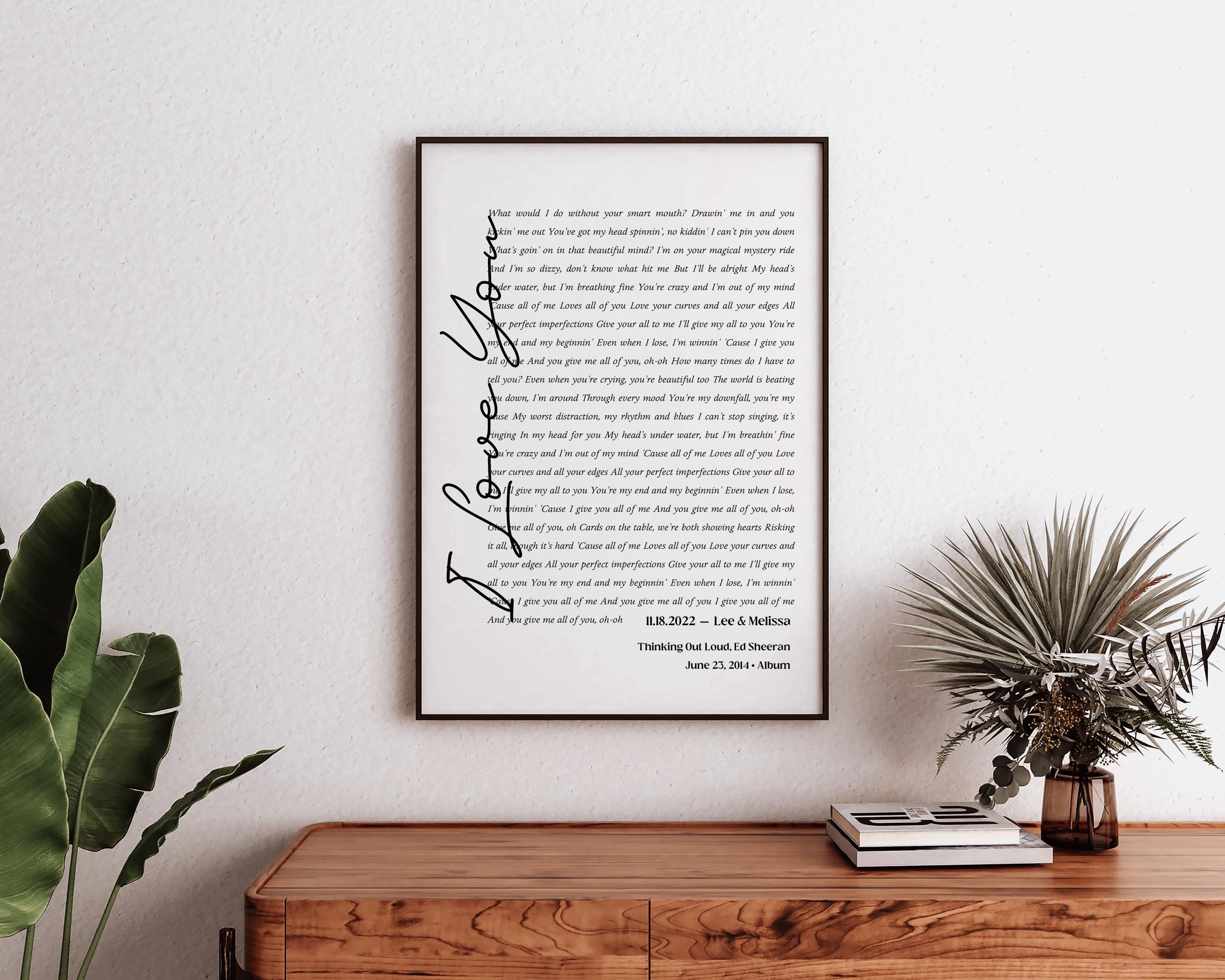 Wedding Song Lyrics Canvas Print, Personalized First Dance (Digital File)