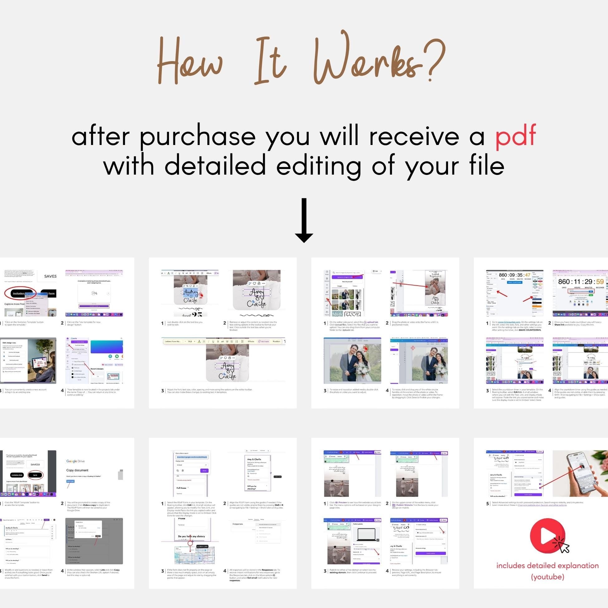 Digital Wedding Invitation Website: Editable Canva Template with RSVP
