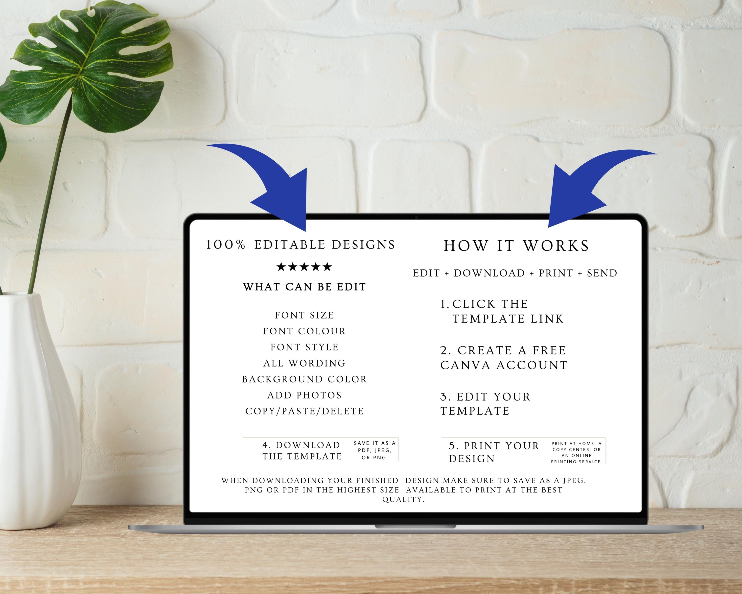 Editable Gatefold Wedding Invitation Template with QR Code (Digital Download)