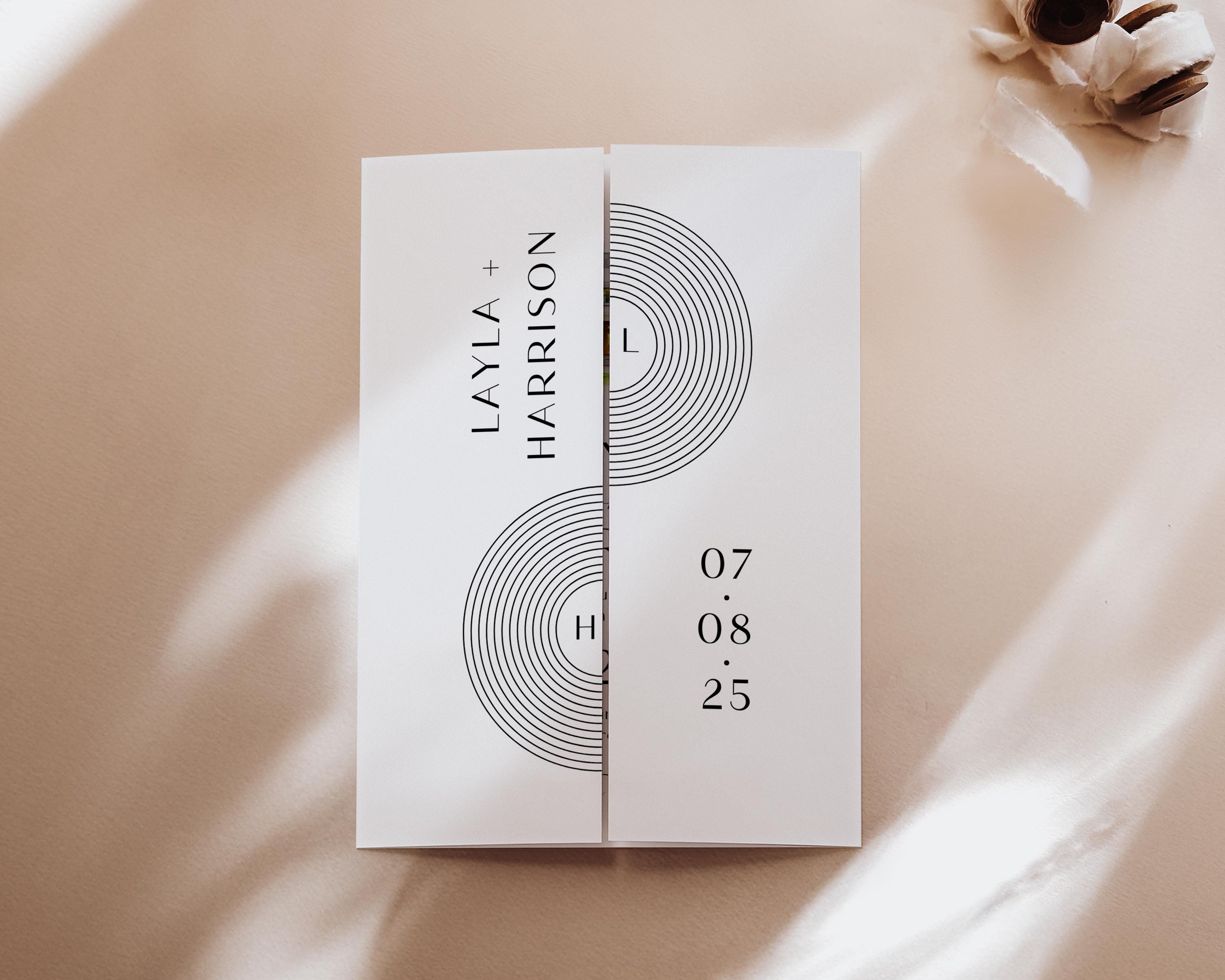 Watercolor Venue Wedding Invitation, Editable Gatefold Canva Template, Custom Invite