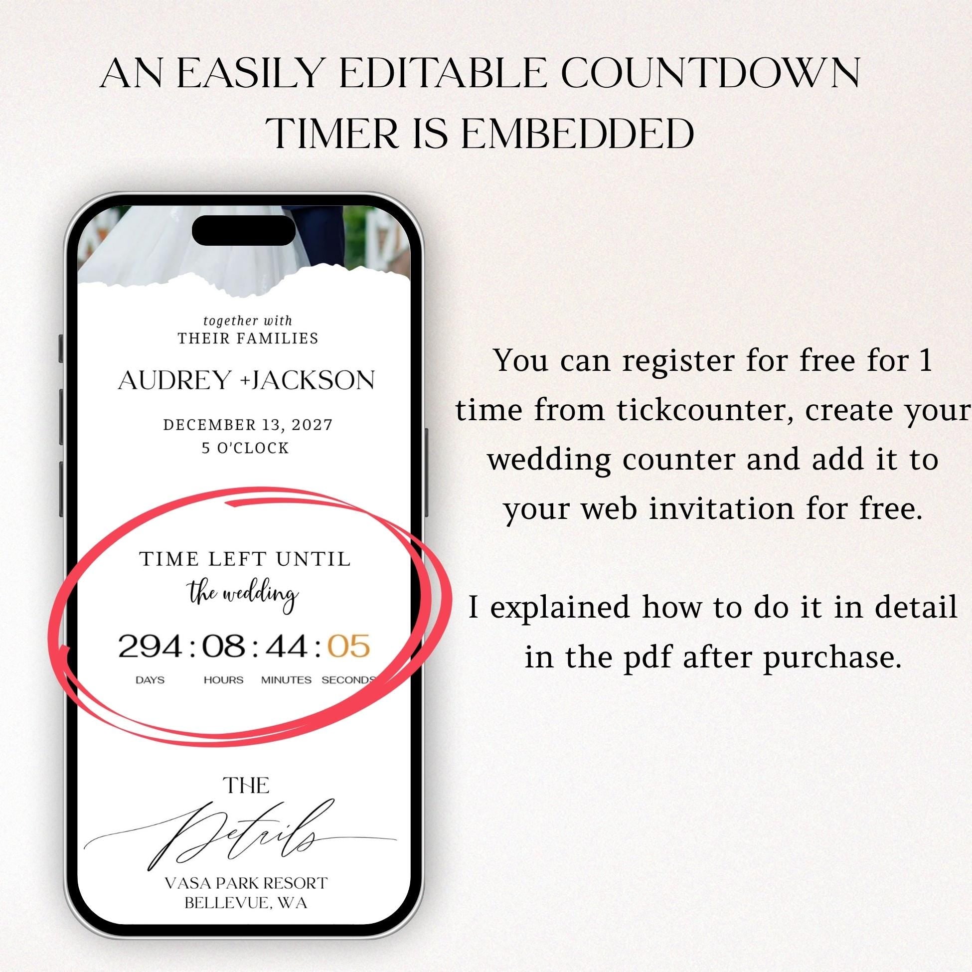Interactive Wedding Web Invitation: RSVP, Map & Countdown Timer