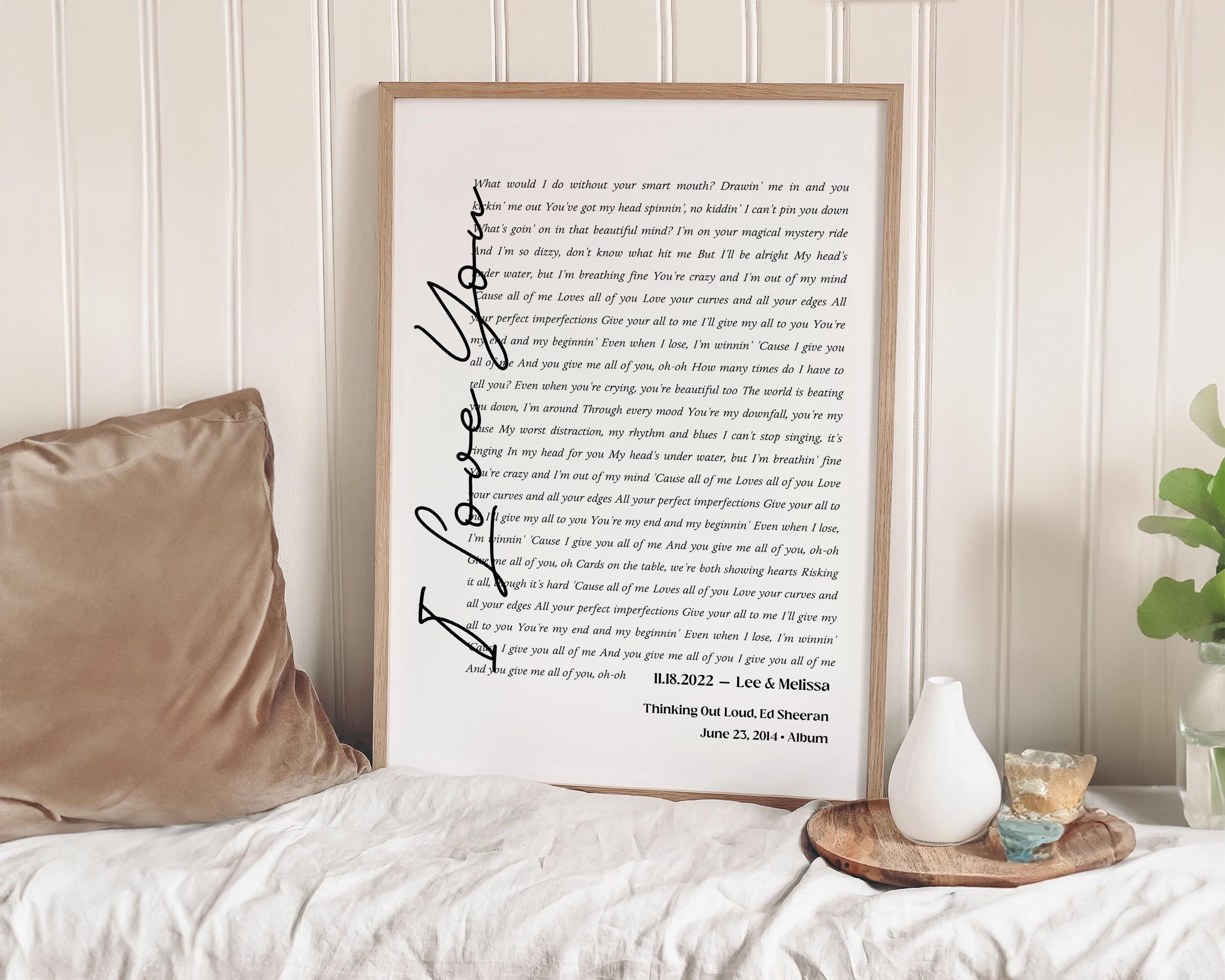 Wedding Song Lyrics Canvas Print, Personalized First Dance (Digital File)