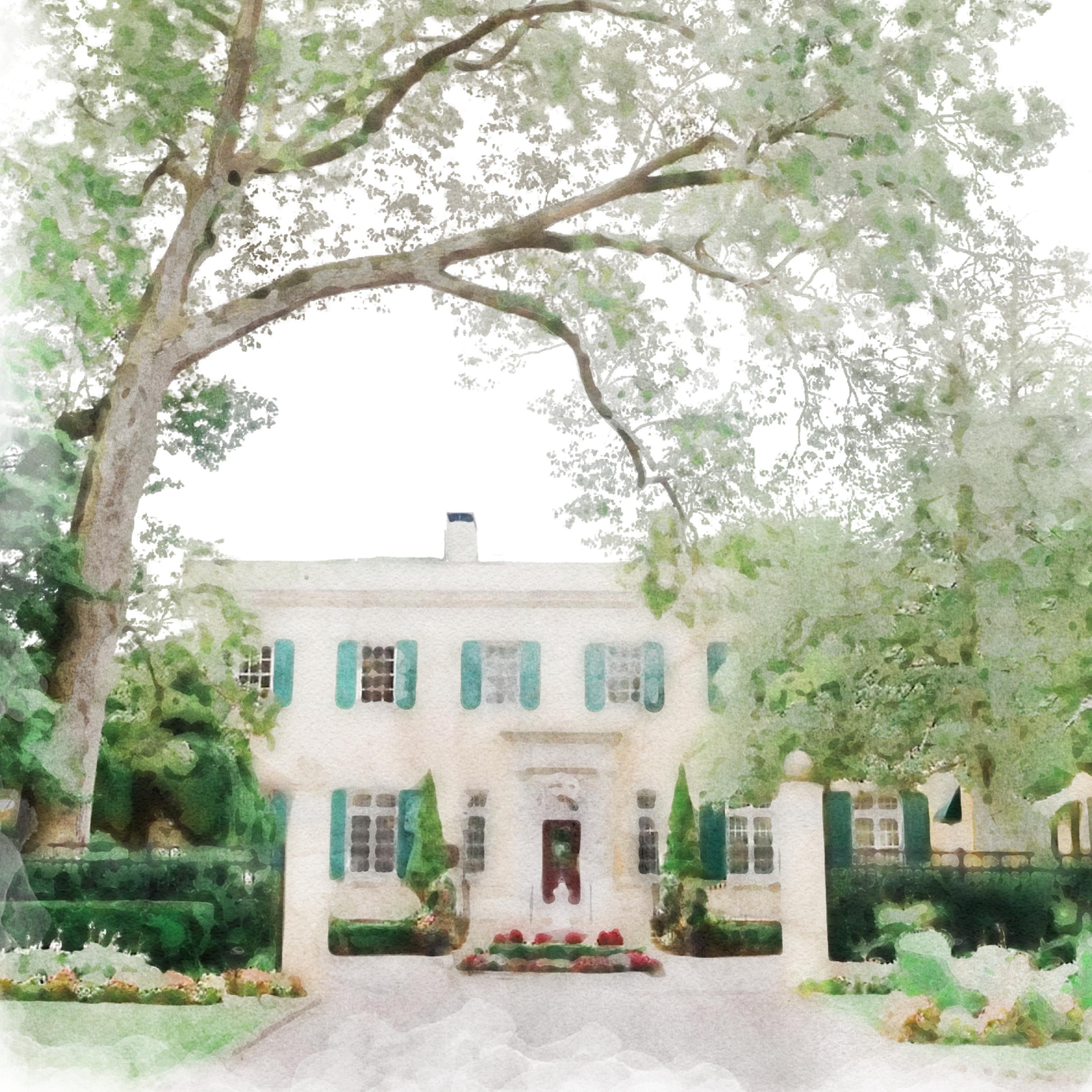 Custom Wedding Venue Watercolor Illustration: Digital Art File
