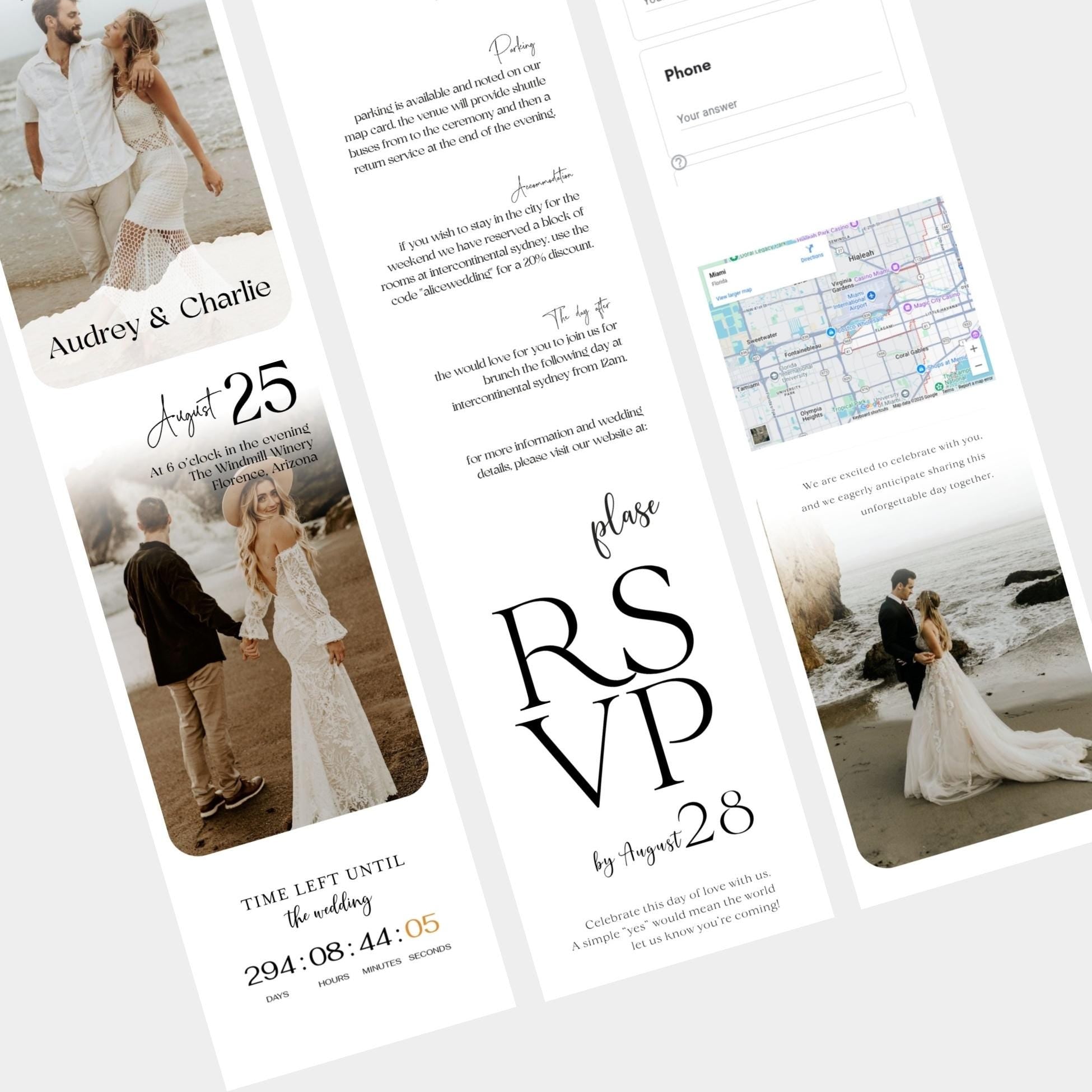 Wedding Web Invitation Template, Interactive RSVP, Countdown (Digital Download)