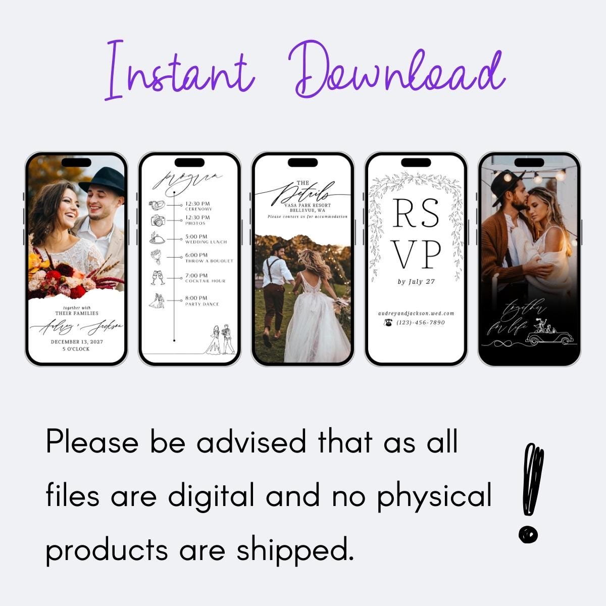 Animated Wedding Video Invitation Template, Canva Editable, Add Photo and Music