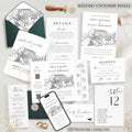 Custom Wedding Venue Lineart Invitation Bundle | Modern Wedding Sketch Illustration Invite | Editable Canva Template