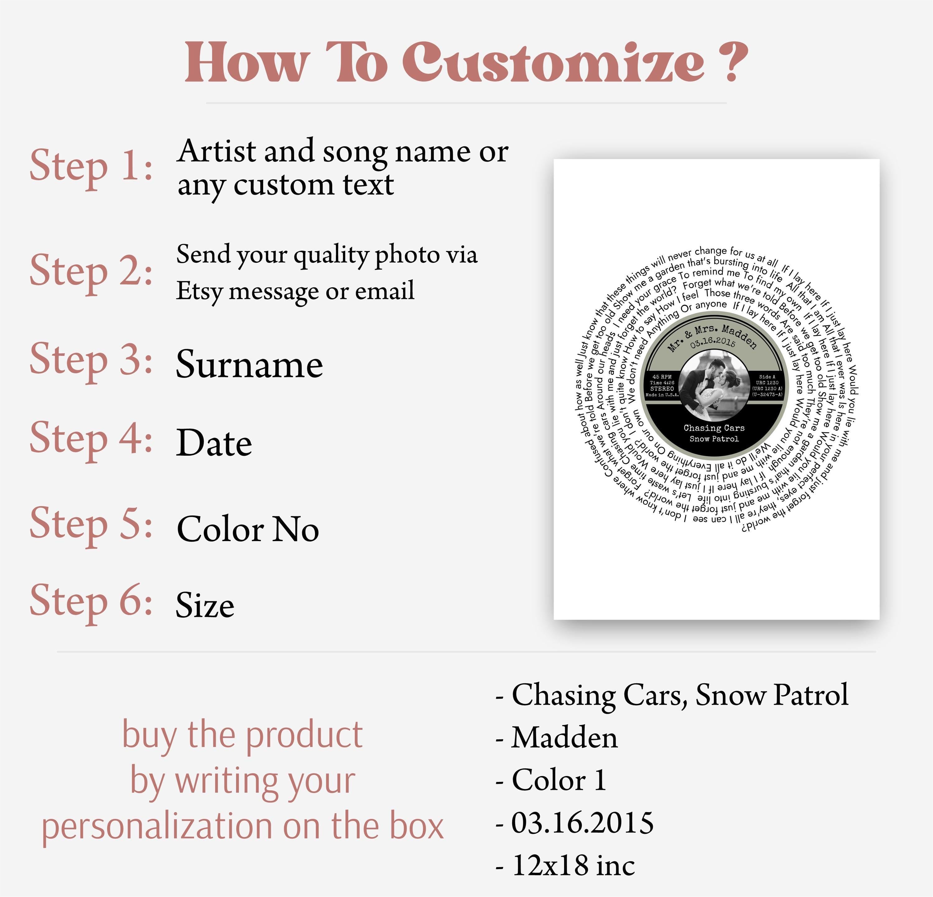 Personalized Song Lyrics Vinyl Record Print, Anniversary Gift - Digital Download