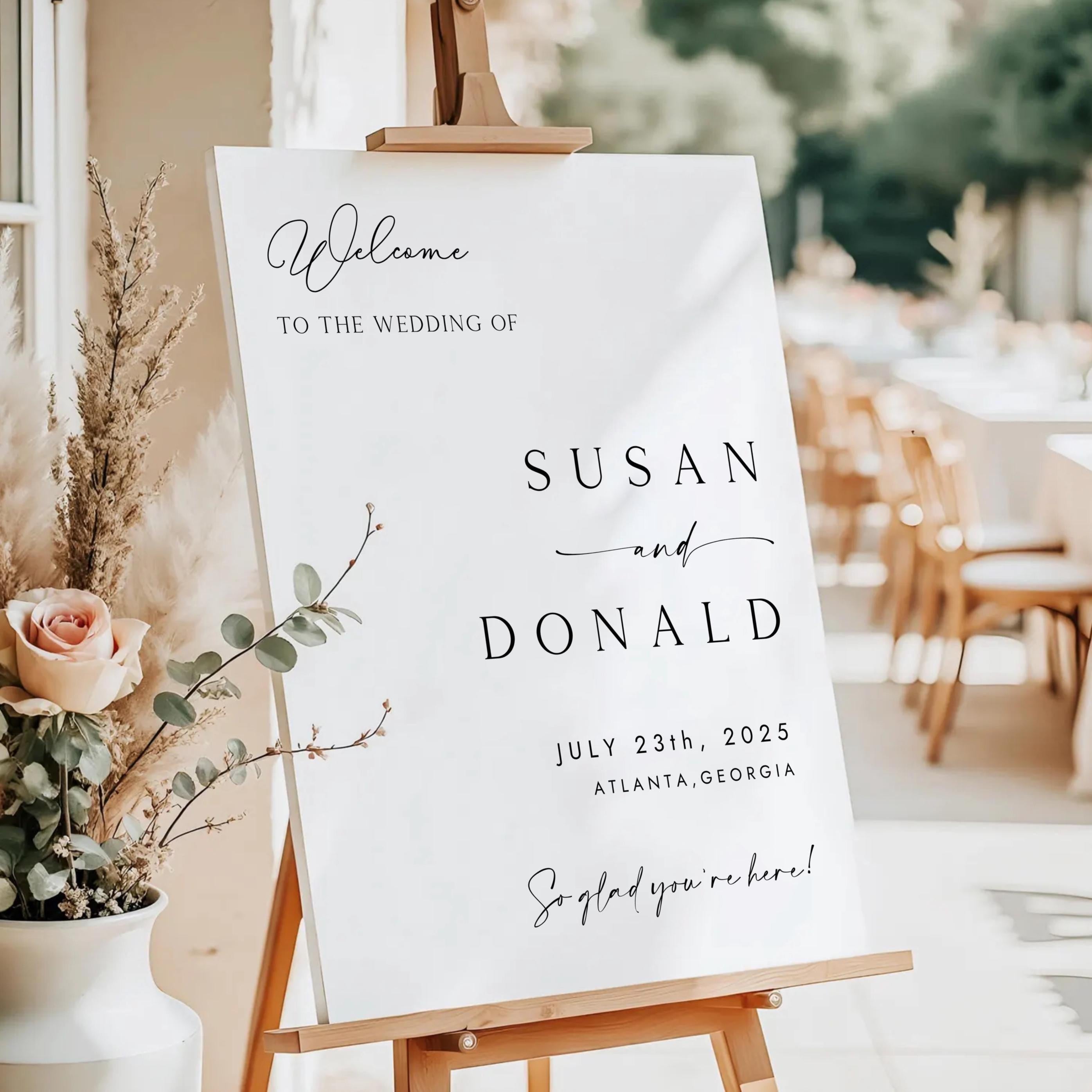Elegant Wedding Welcome Sign Template, Minimalist Poster (Canva Template)