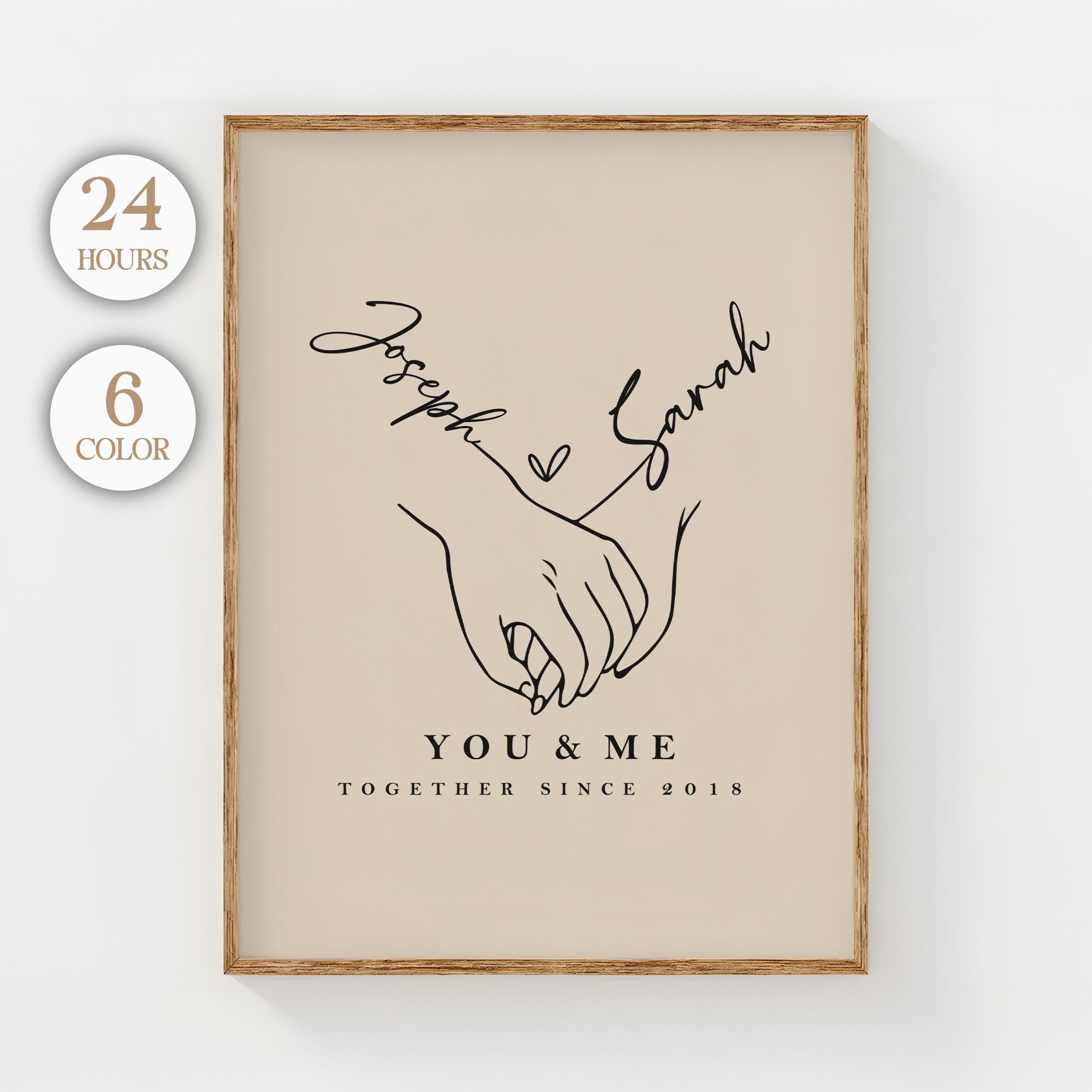 Couple Anniversary Print: Personalized Names and Date (Instant Download)