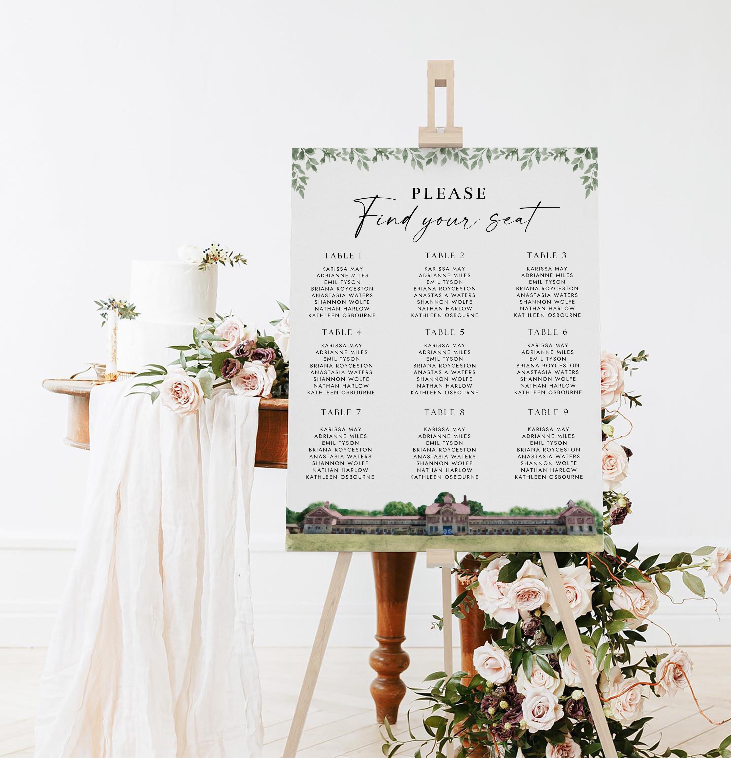 Custom Watercolor Venue Wedding Invitation | Printable Wedding Stationery Bundle | Editable Canva Template