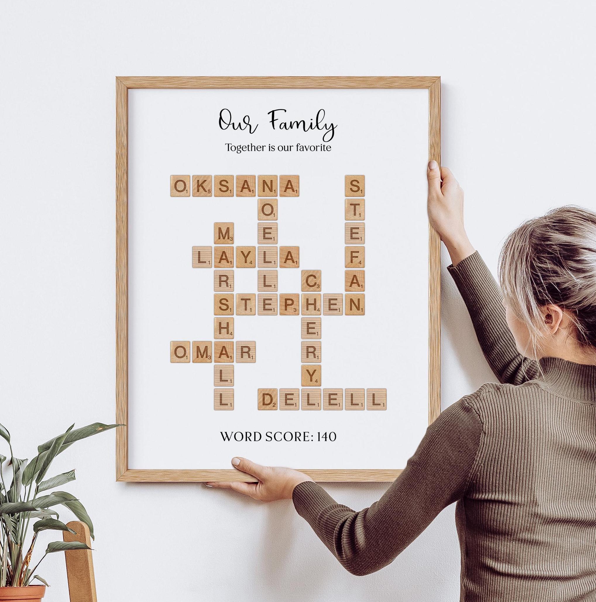 Personalized Family Scrabble Name Print, Custom Crossword Gift (Digital Download)