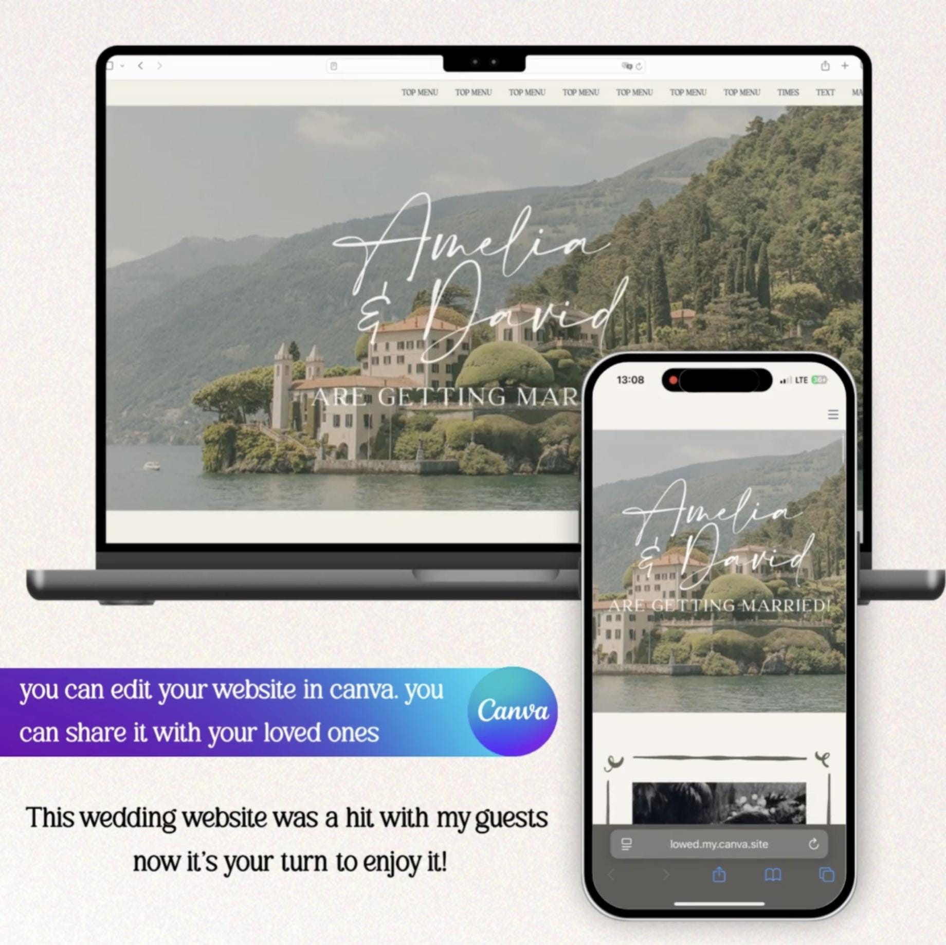 Editable Wedding Website Template - RSVP Tracker & Countdown Included