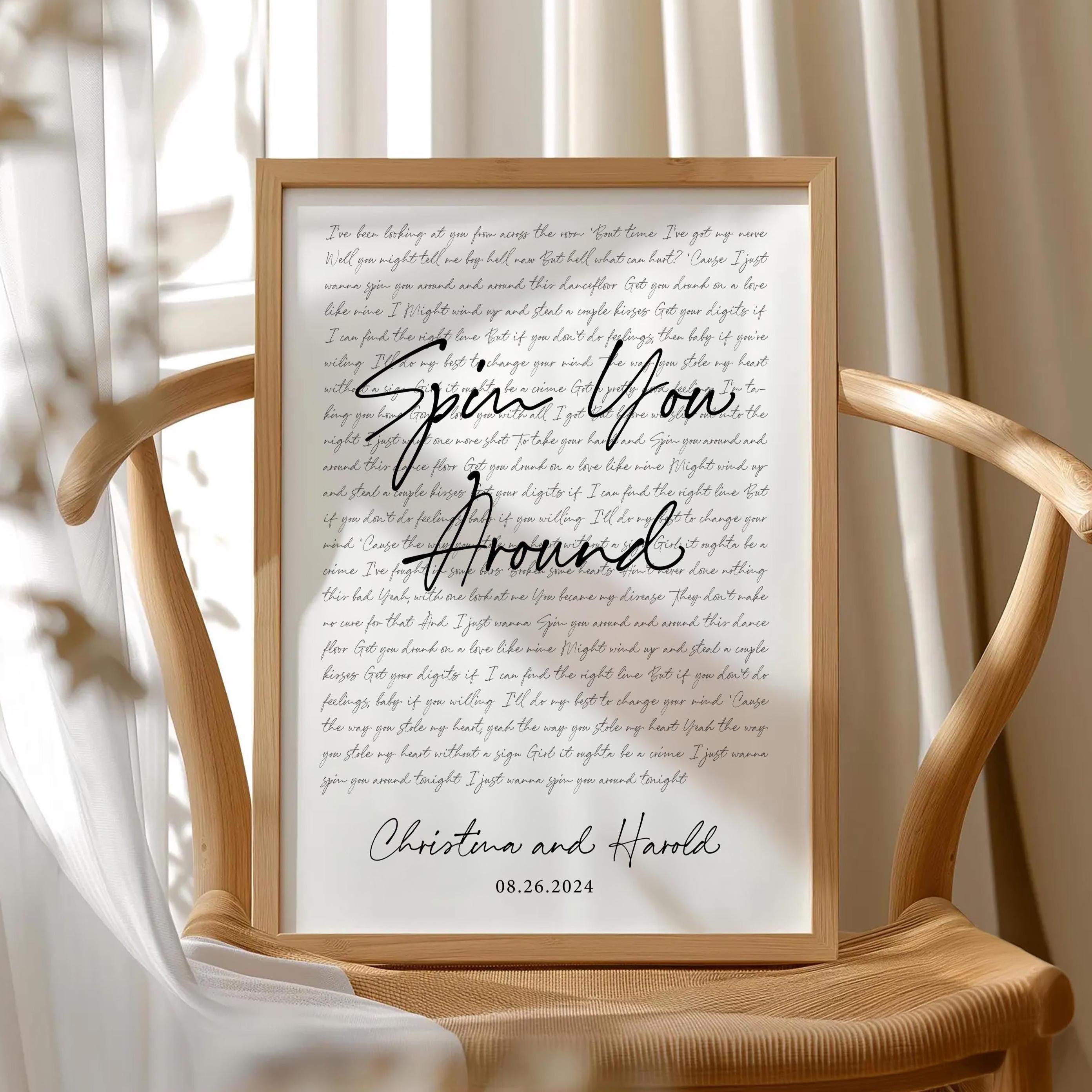 Personalized Wedding Song Lyrics Print: Custom Anniversary Art
