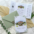 Personalized Watercolor Venue Wedding Invitation | Editable Canva Custom Gatefold Invite | Modern Wedding Template
