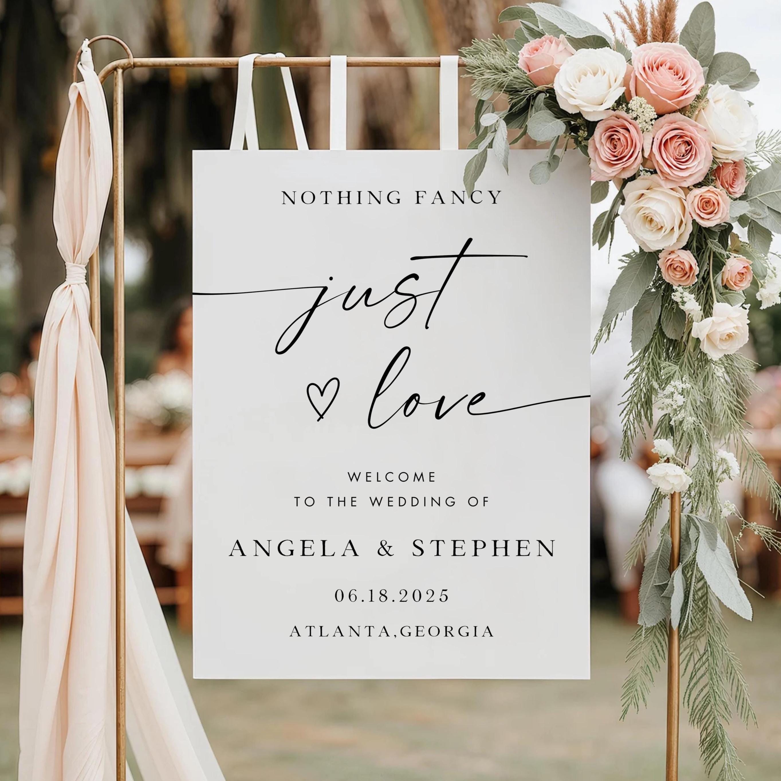 Minimalist Wedding Welcome Sign, Editable Template (Canva template)