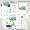 Custom Watercolor Venue Wedding Invitation | Printable Wedding Stationery Bundle | Editable Canva Template