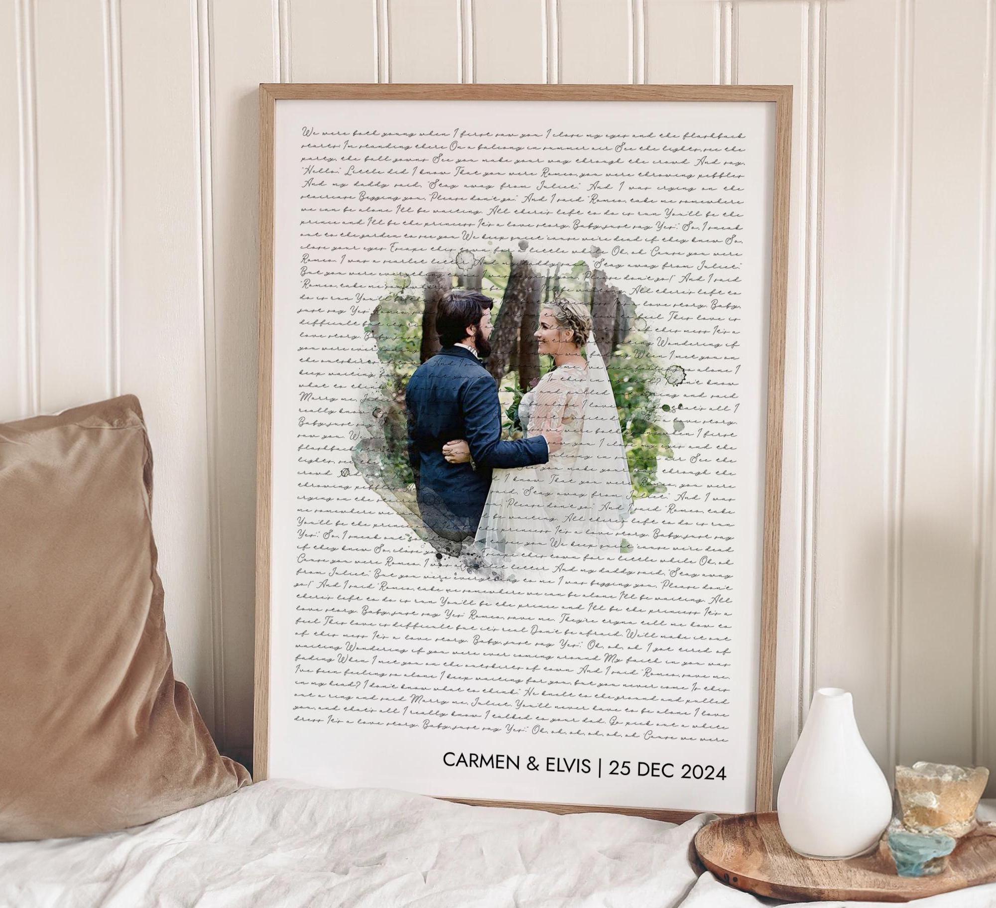 Custom Wedding Song Print - Personalized Lyrics with Photo, First Dance Gift ,