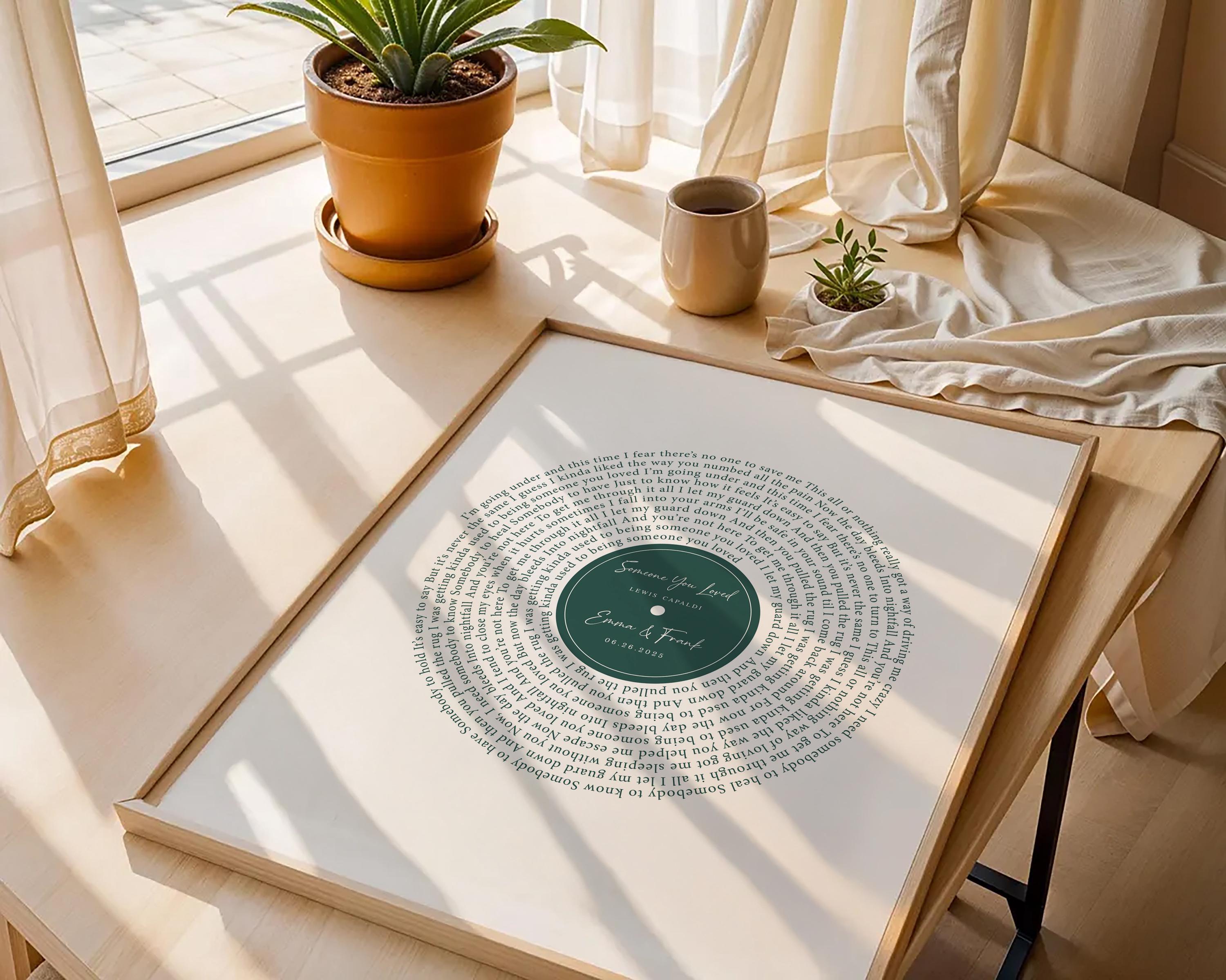 Wedding Song Lyrics Print: Custom Vinyl Record Style - Digital Download