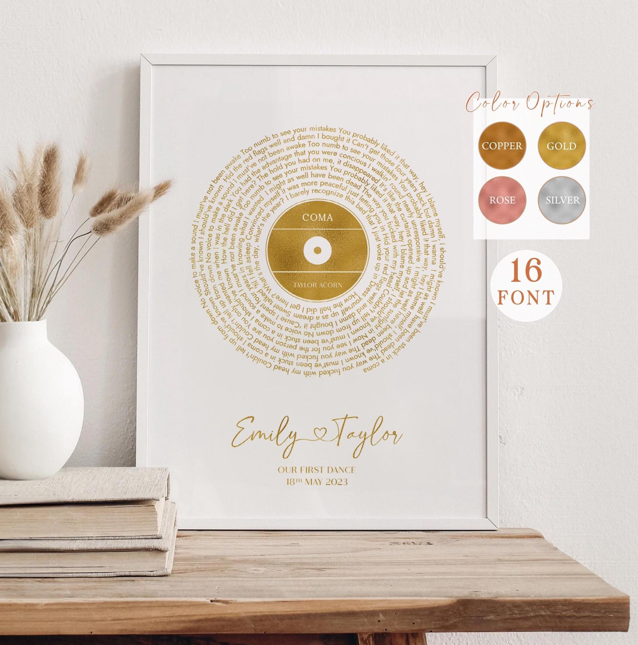 Song Lyrics Wall Art: Personalized Vinyl Record - Digital Download