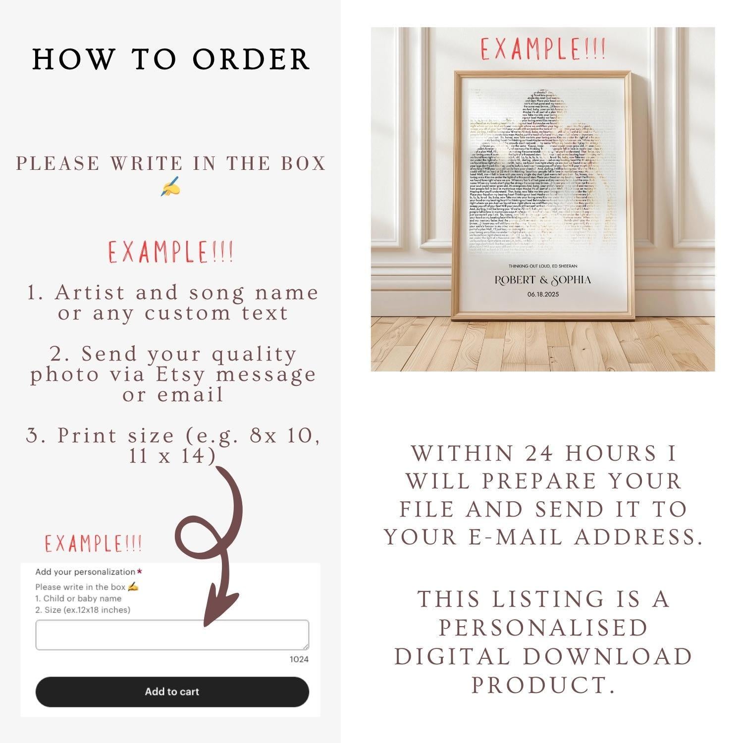 Wedding Song Lyrics Canvas Print, Personalized First Dance (Digital File)