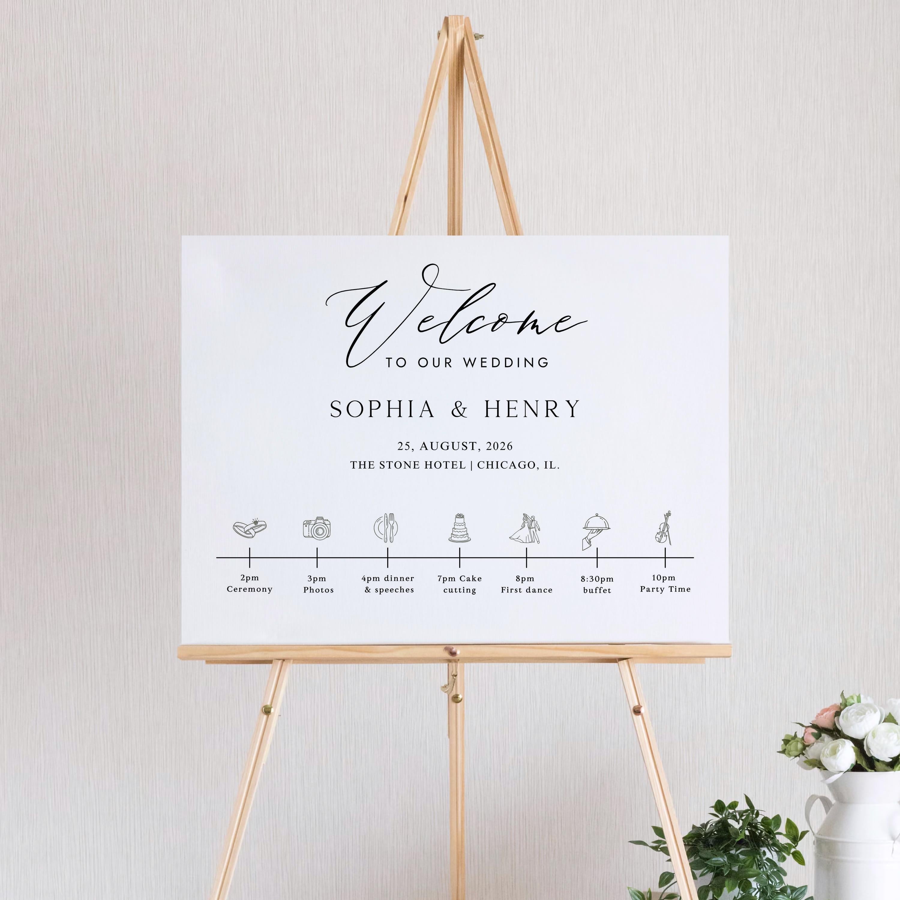 Minimalist Wedding Welcome Sign Template: Editable Canva Design (Digital Download)