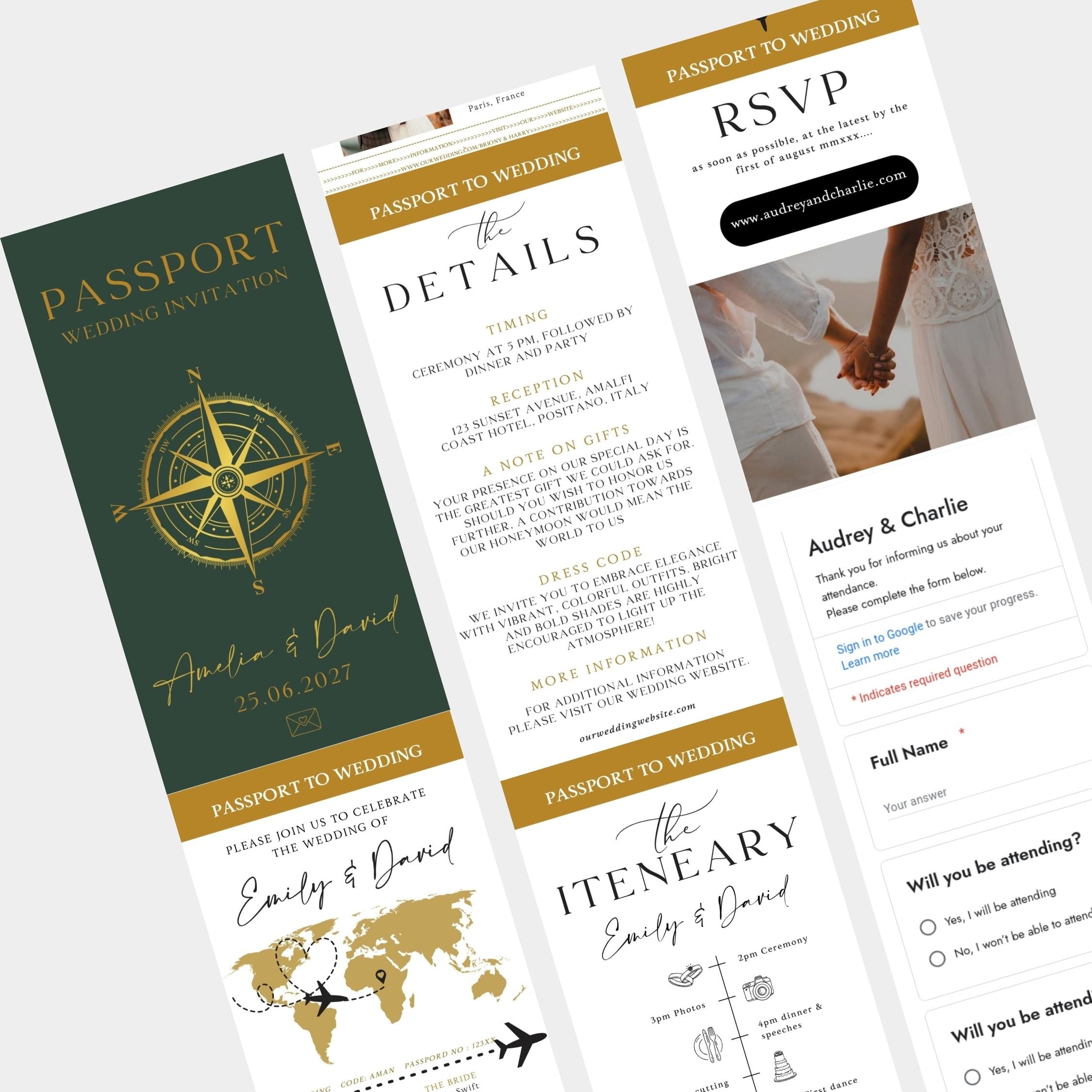 Digital Wedding Invitation Website: RSVP, Map, Countdown (Canva Template)