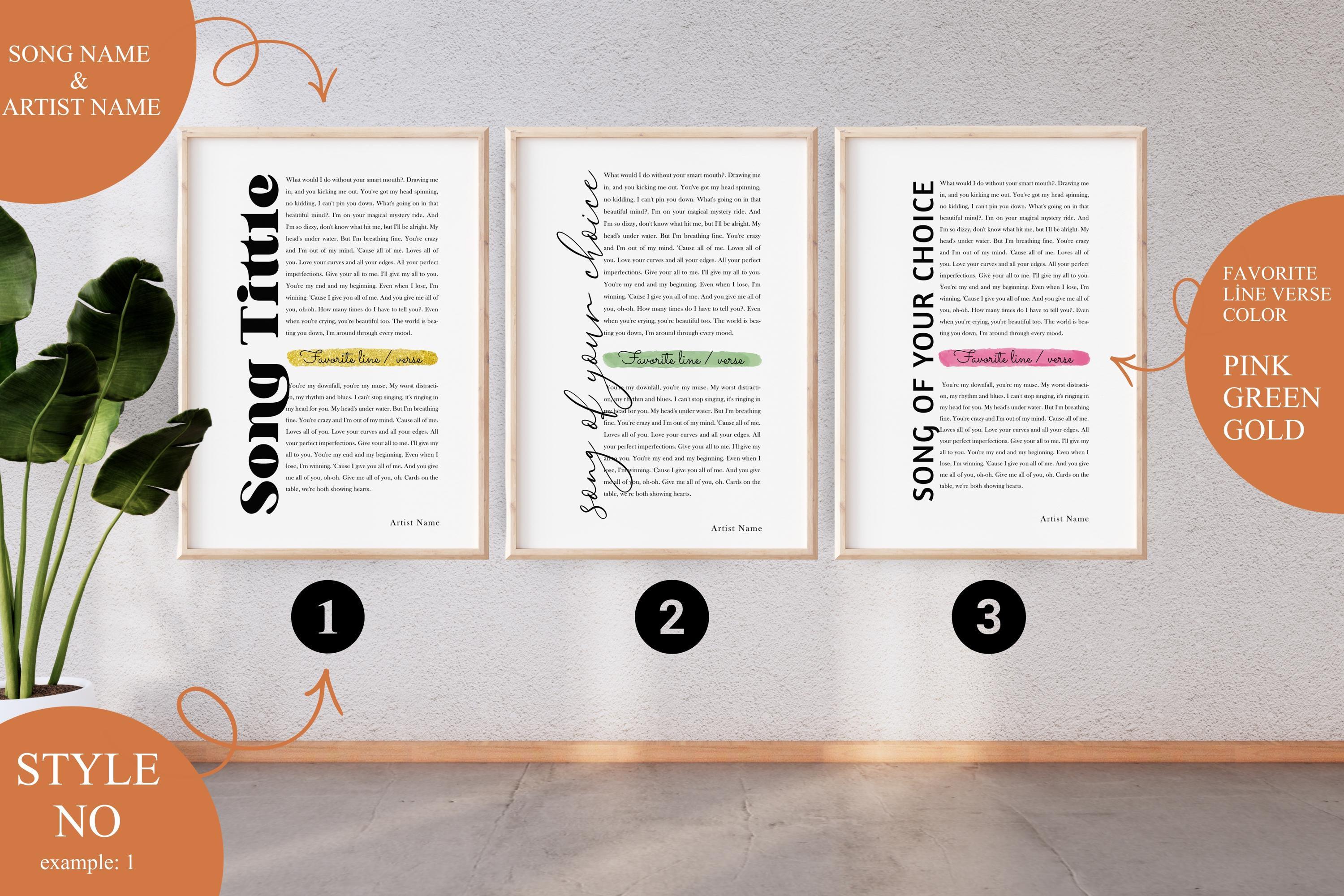 Personalized Wedding Song Lyrics Print - Retro Handwritten Style