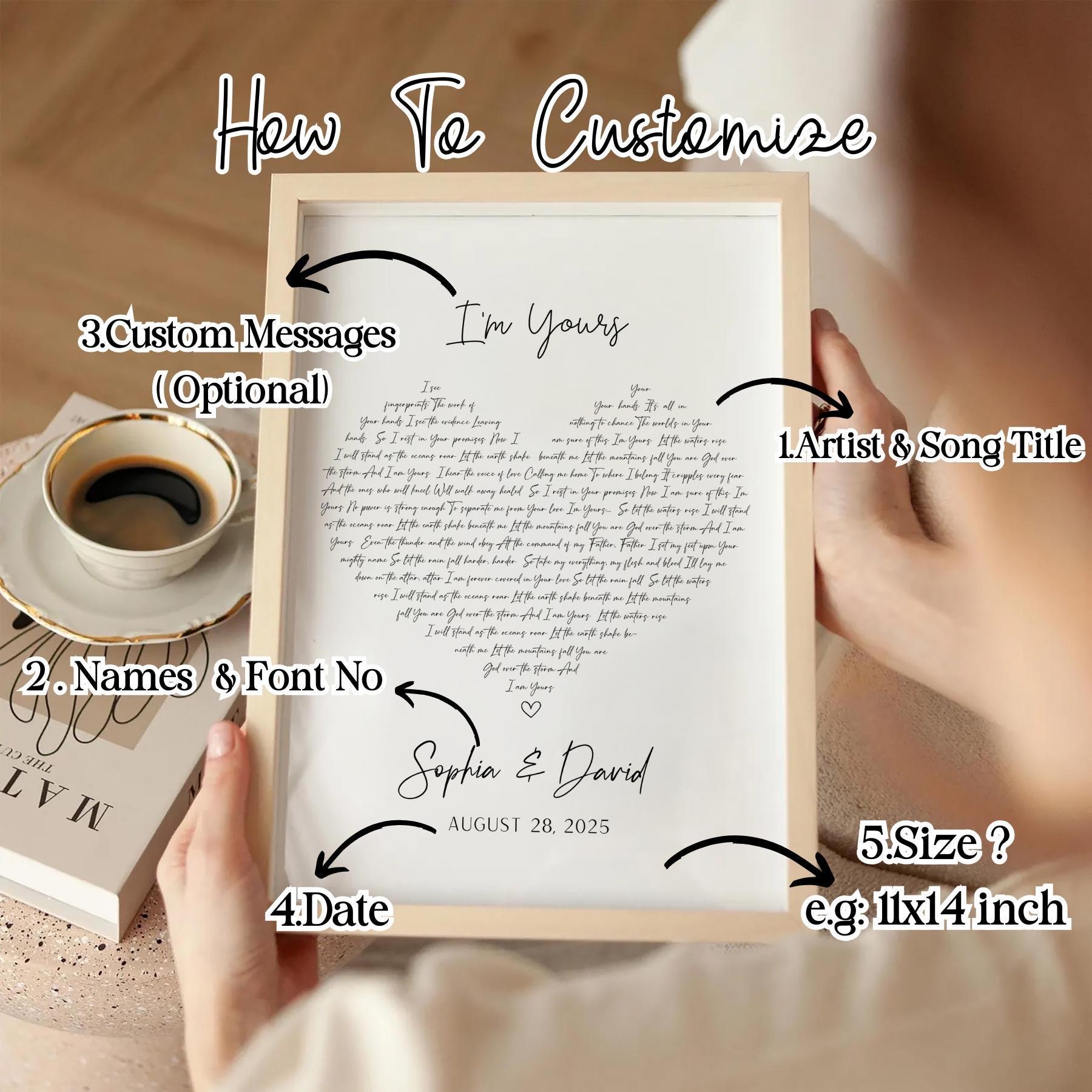Personalized Heart Song Lyric Print: Wedding Vows Artwork
