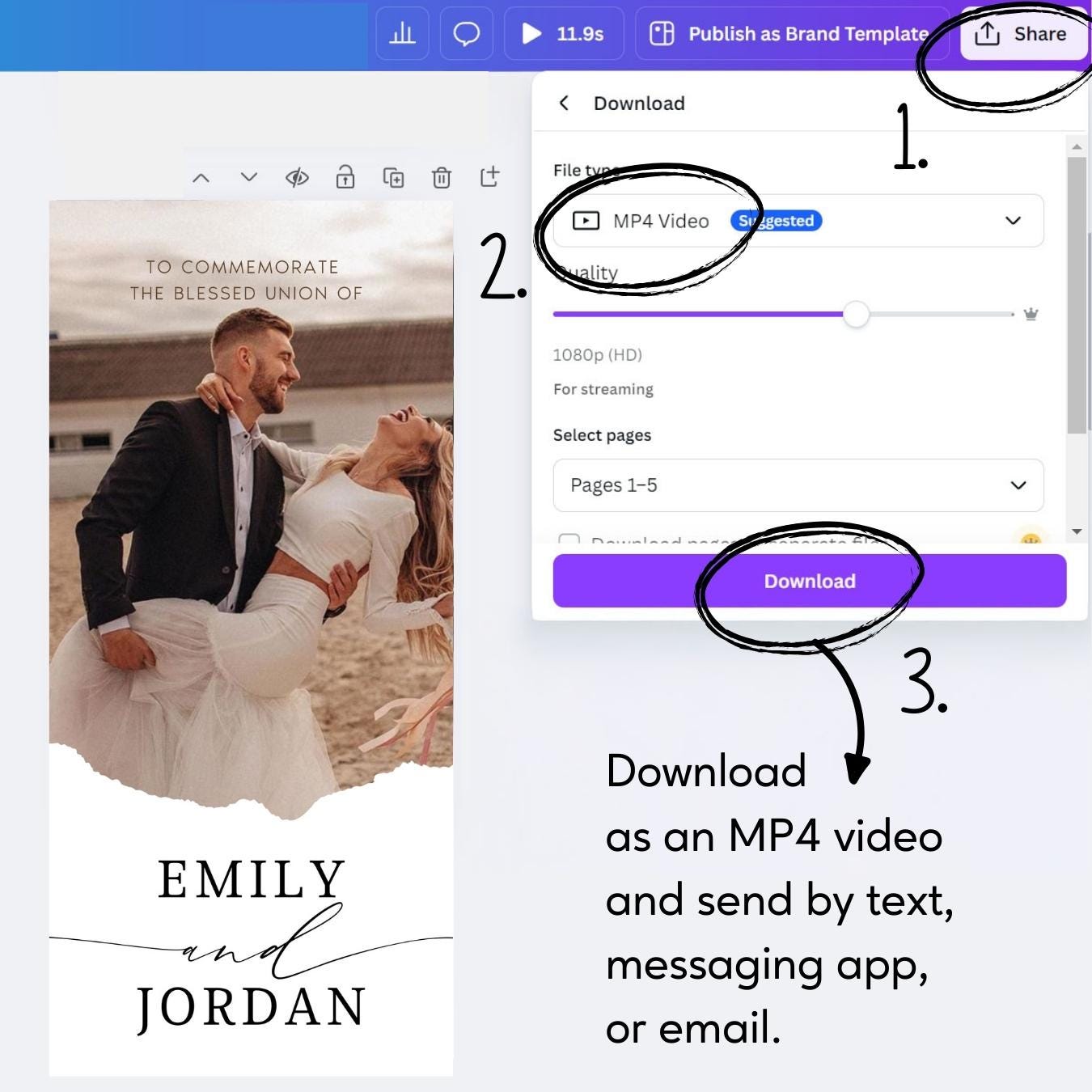 Animated Wedding Invitation Template: Photo, Music, RSVP (Canva)