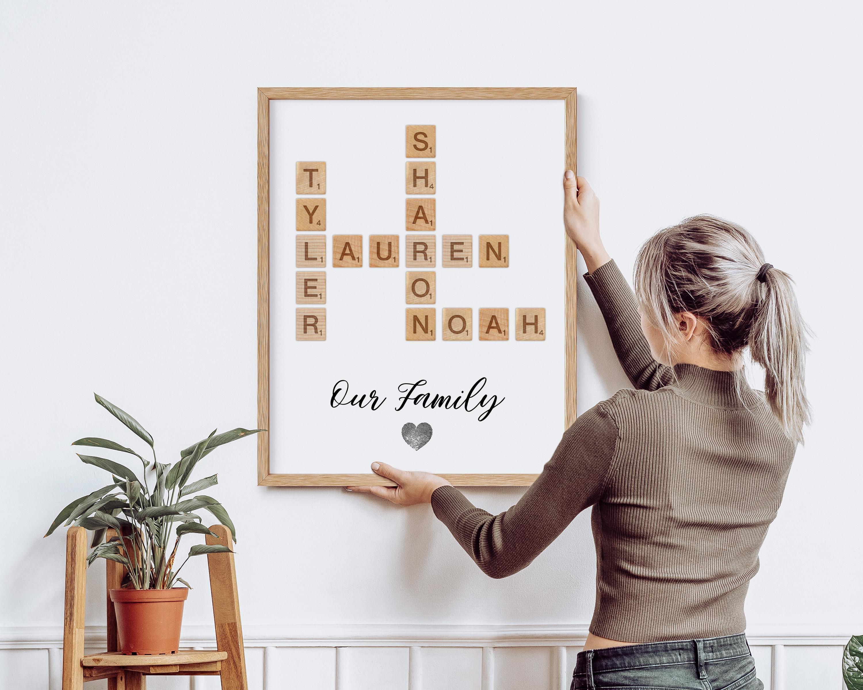 Personalized Family Name Print - Scrabble Puzzle Style Wall Decor