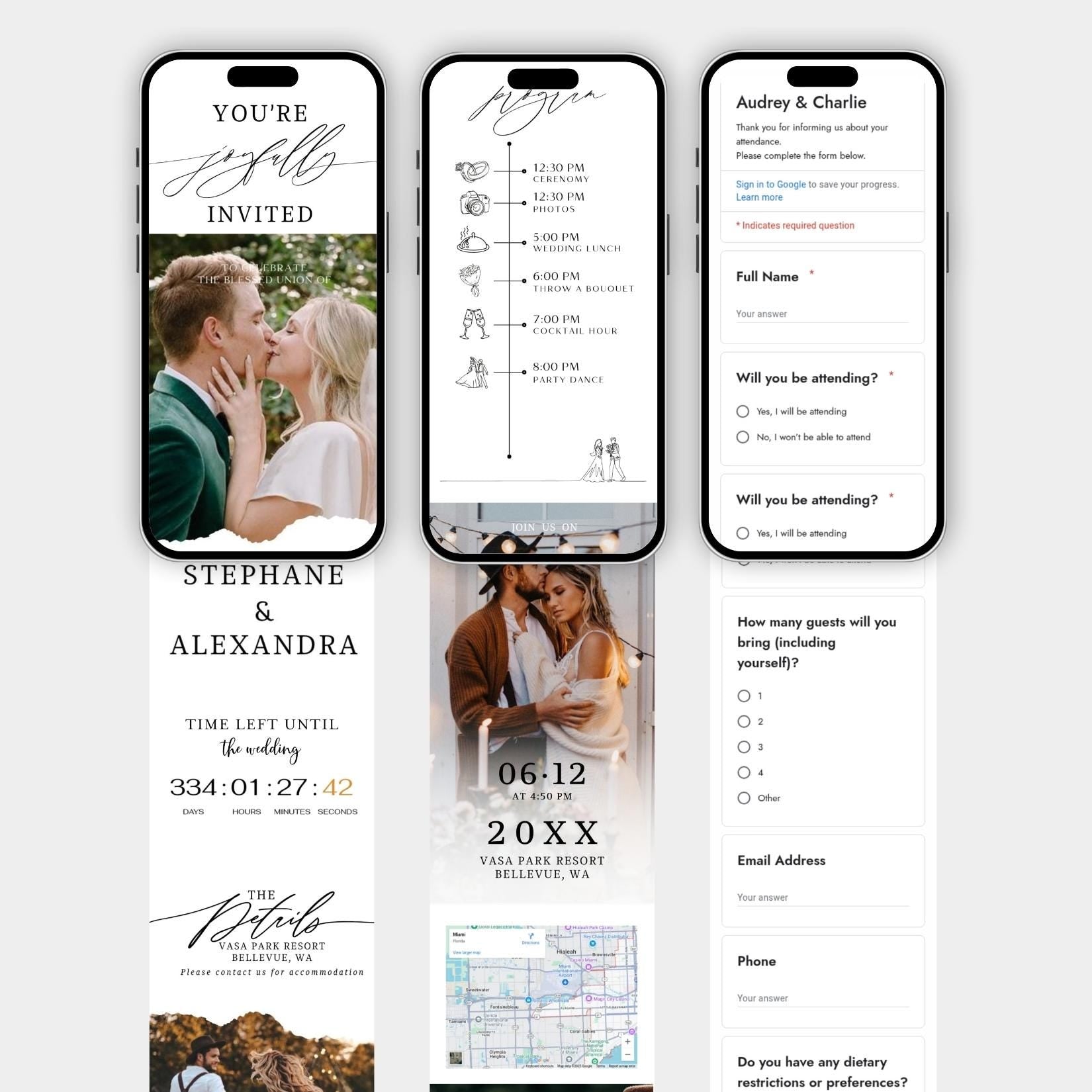 Wedding Invitation Website: Digital RSVP, Editable Canva Design - Mobile Friendly