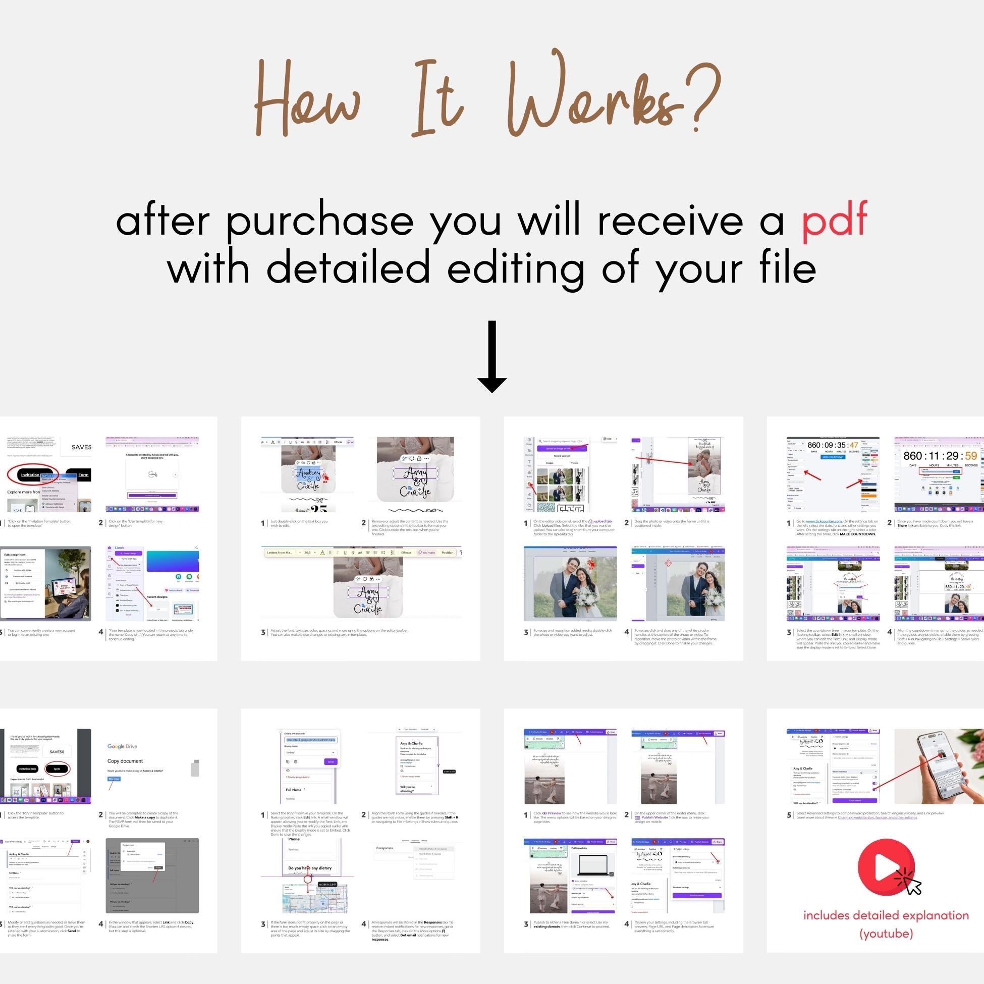 Wedding Web Invitation Template, Interactive RSVP, Countdown (Digital Download)