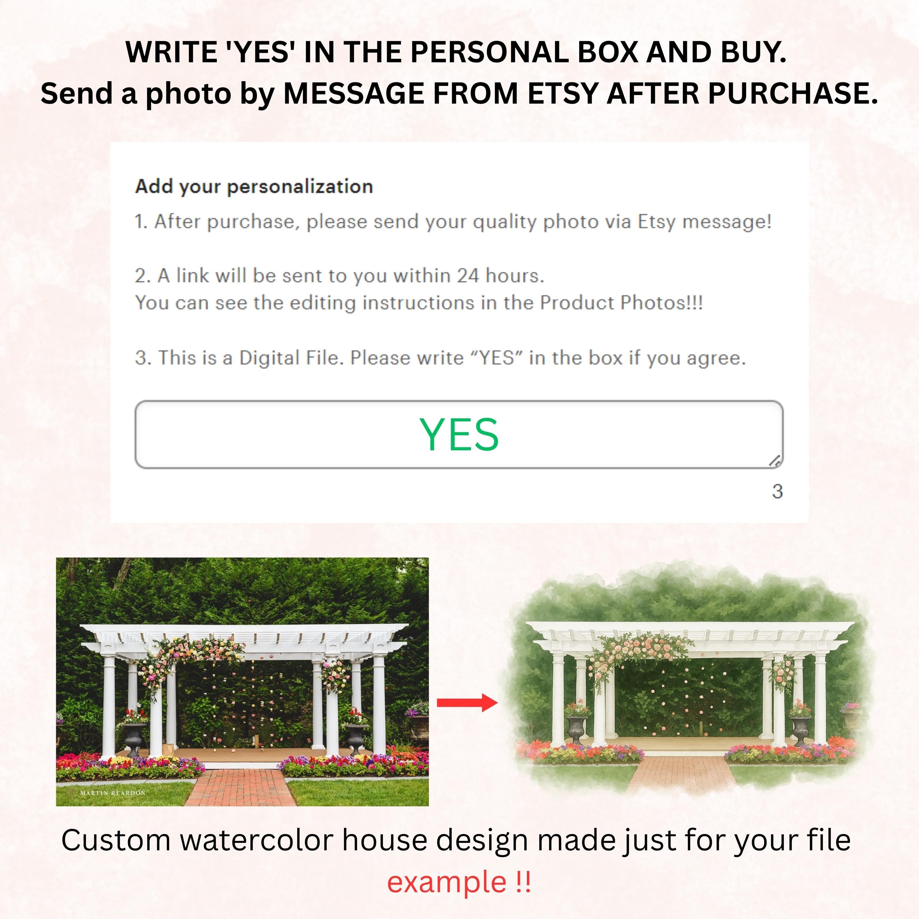Custom Wedding Venue Watercolor Illustration: Digital Painting Print