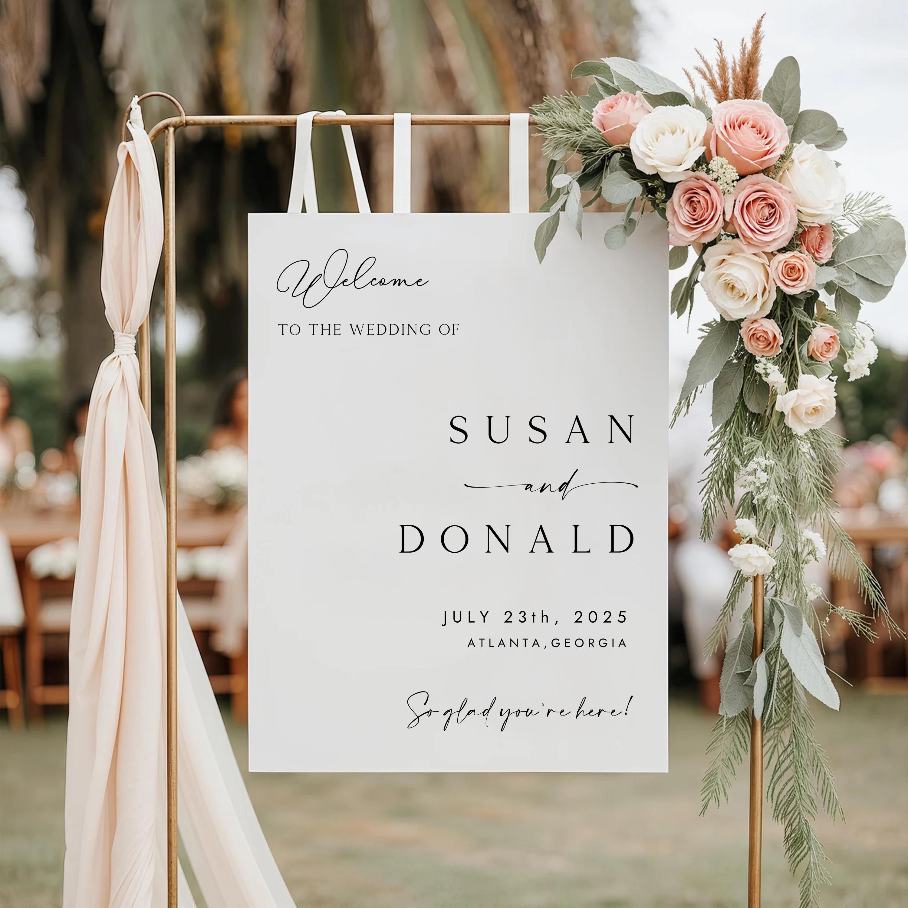 Elegant Wedding Welcome Sign Template, Minimalist Poster (Canva Template)