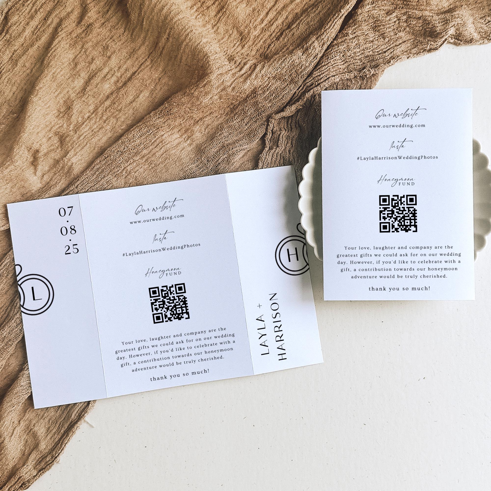 Editable Gatefold Wedding Invitation Template with QR Code (Digital Download)