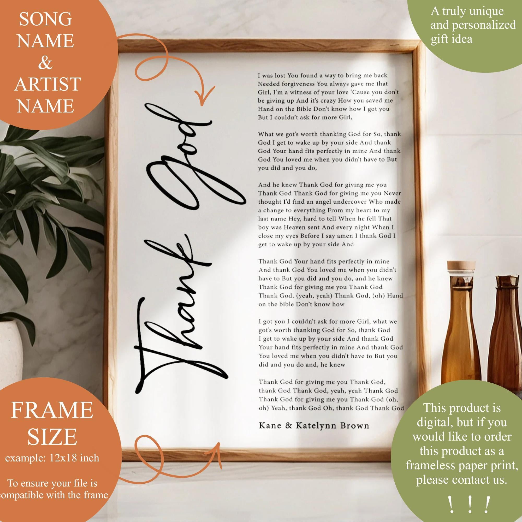 Personalized Wedding Song Lyrics Print: Custom Anniversary Wall Art