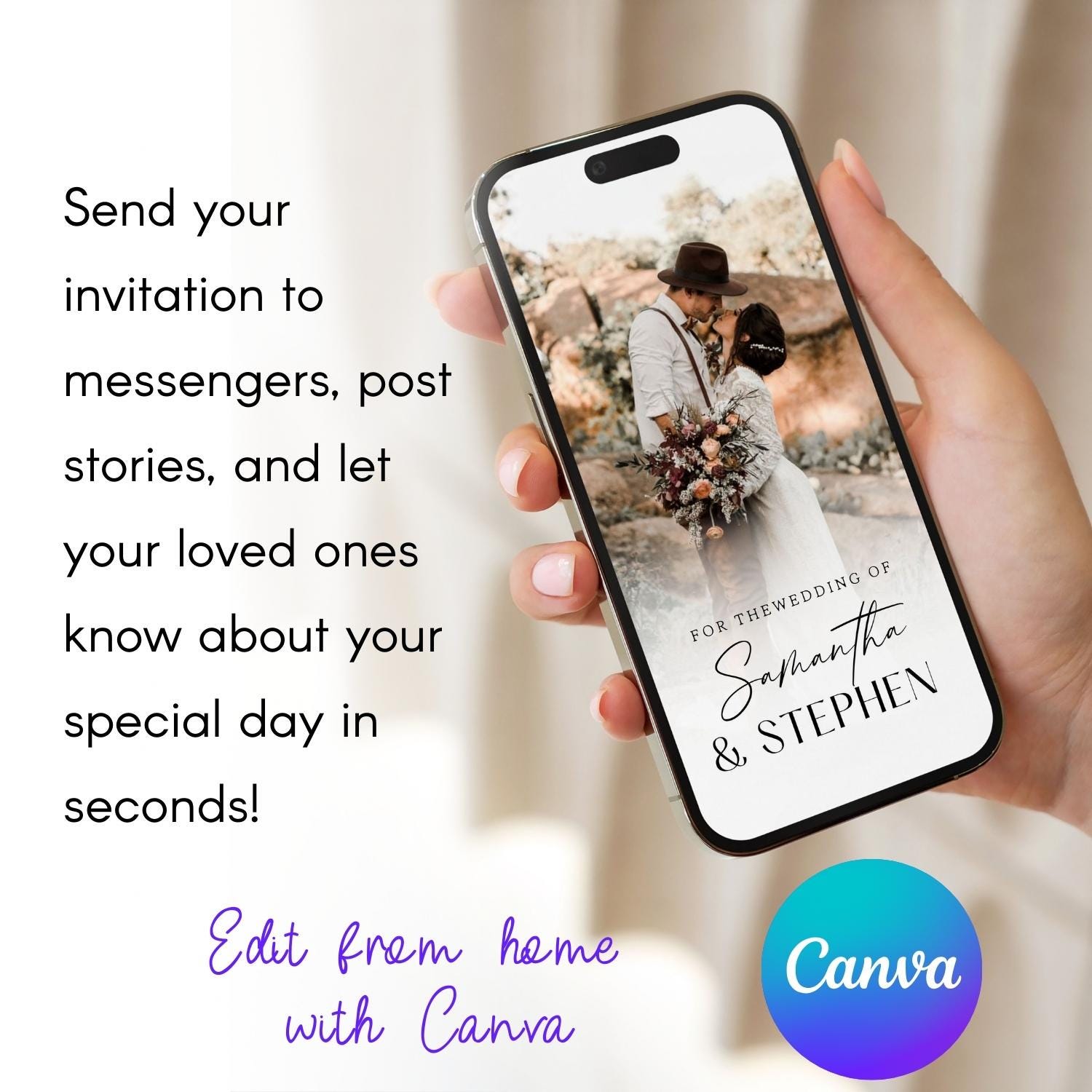 Photo Save the Date Video Invitation: Minimalist Wedding (Editable Canva Template)