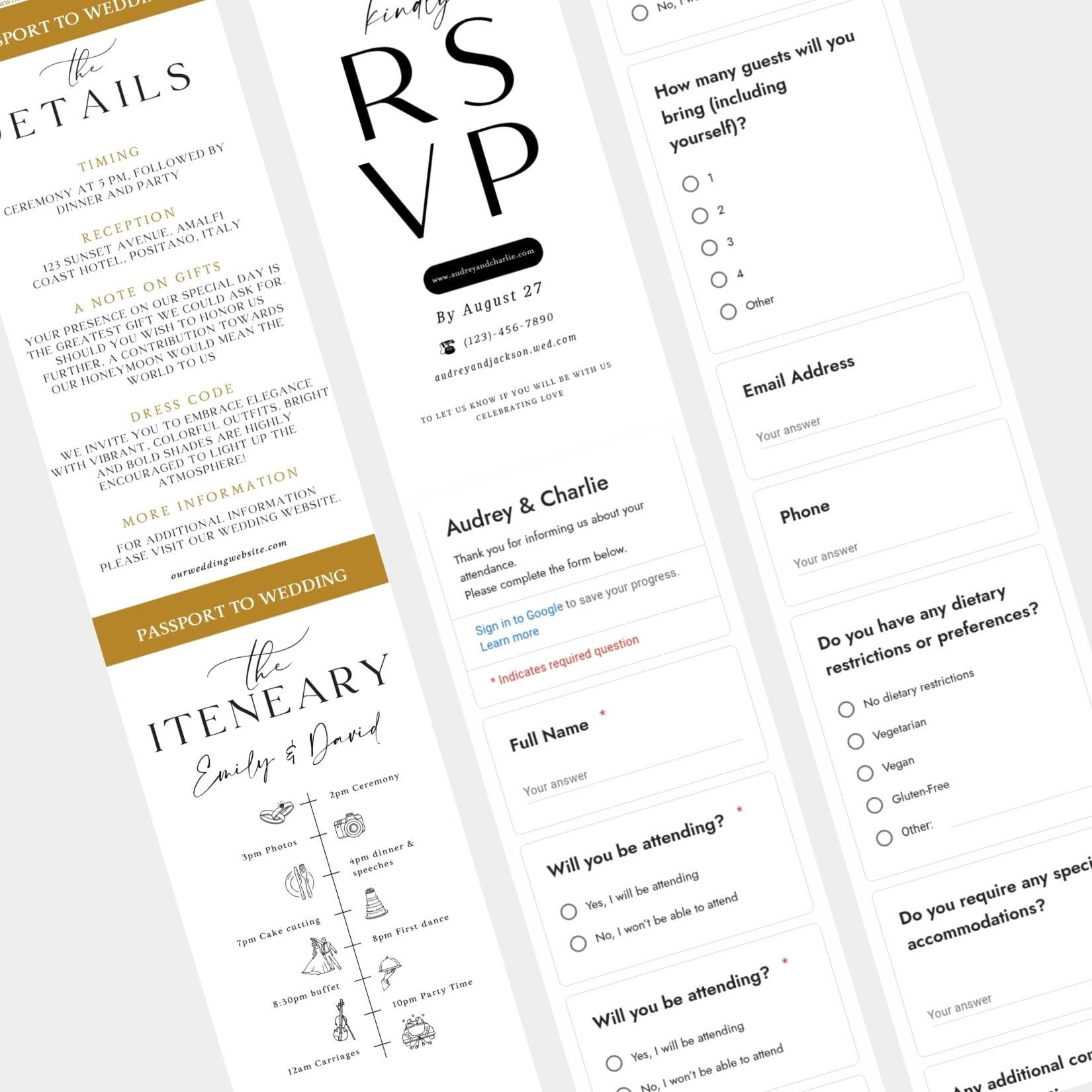 Digital Wedding Invitation Website: RSVP, Map, Countdown (Canva Template)