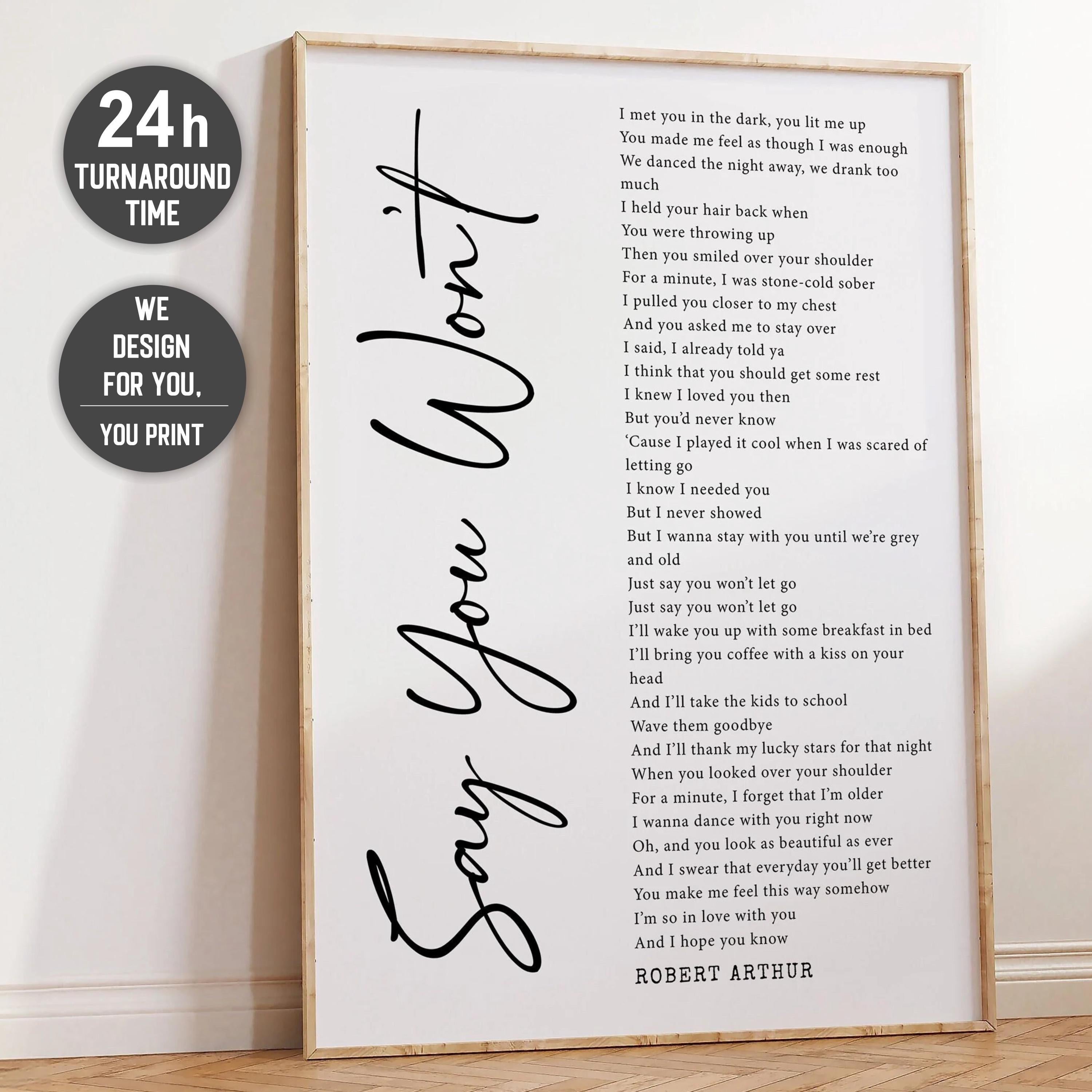 Personalized Wedding Song Lyrics Print: Custom Anniversary Wall Art